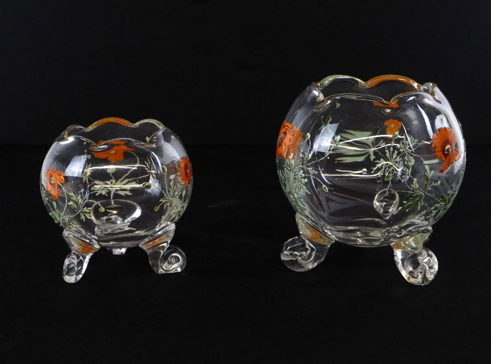 Companion Pair of Hand-Painted Glass Vases (1 of 20)