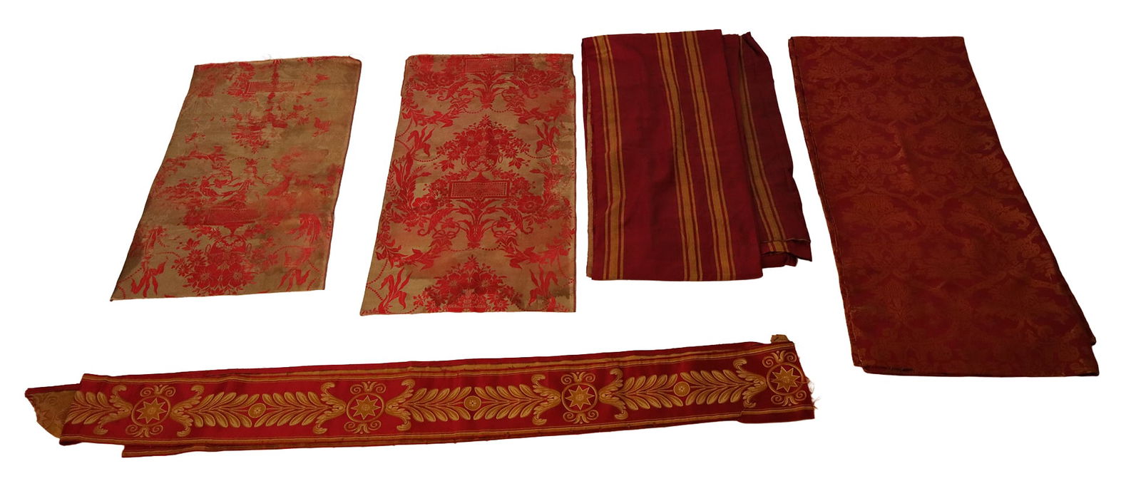 Antique Red Silk Furnishing & Other Fabrics, 5 (1 of 11)