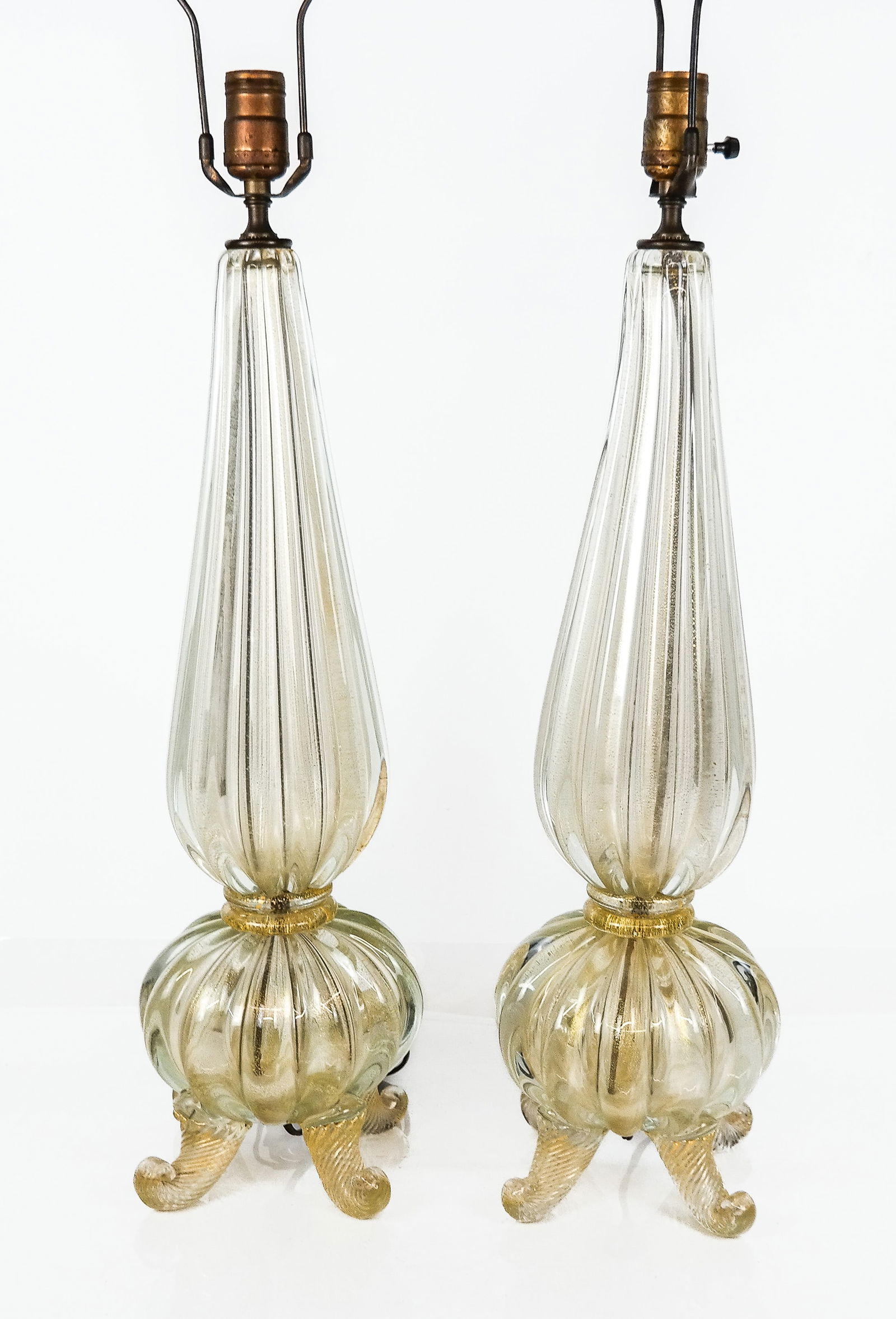 Pair of Mid-Century Modern Speckled Glass Lamps (1 of 13)