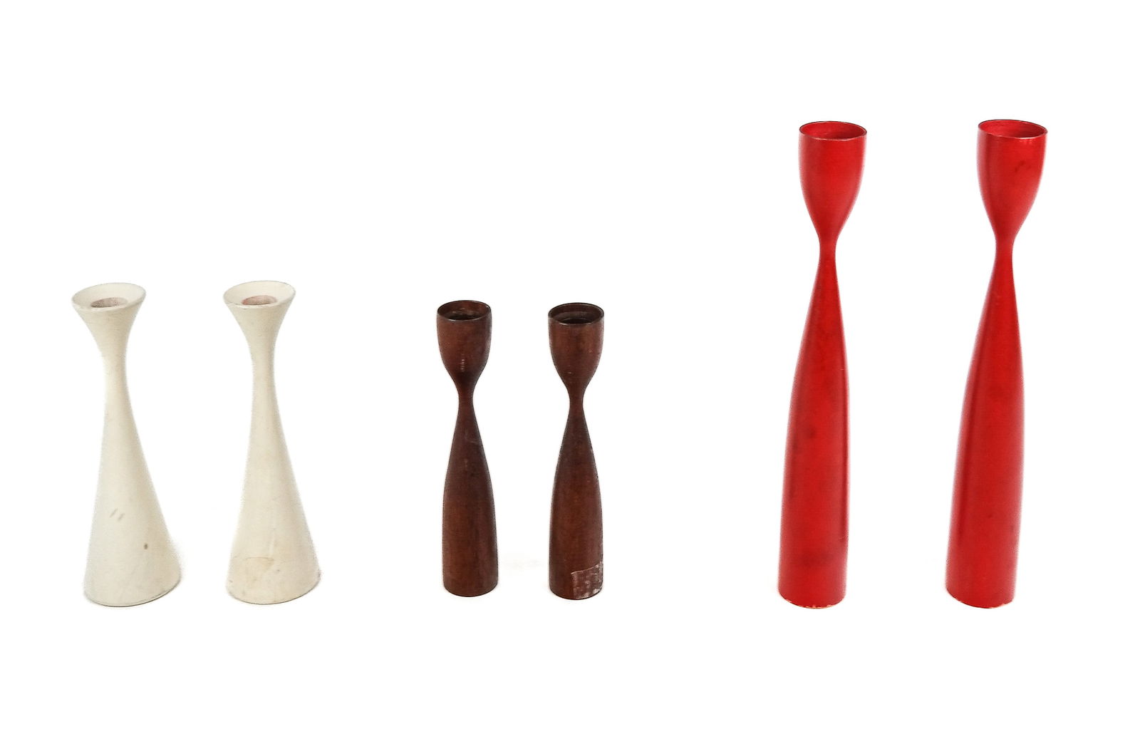 Three Pair of Mid-Century Modern Wood Candlesticks (1 of 11)