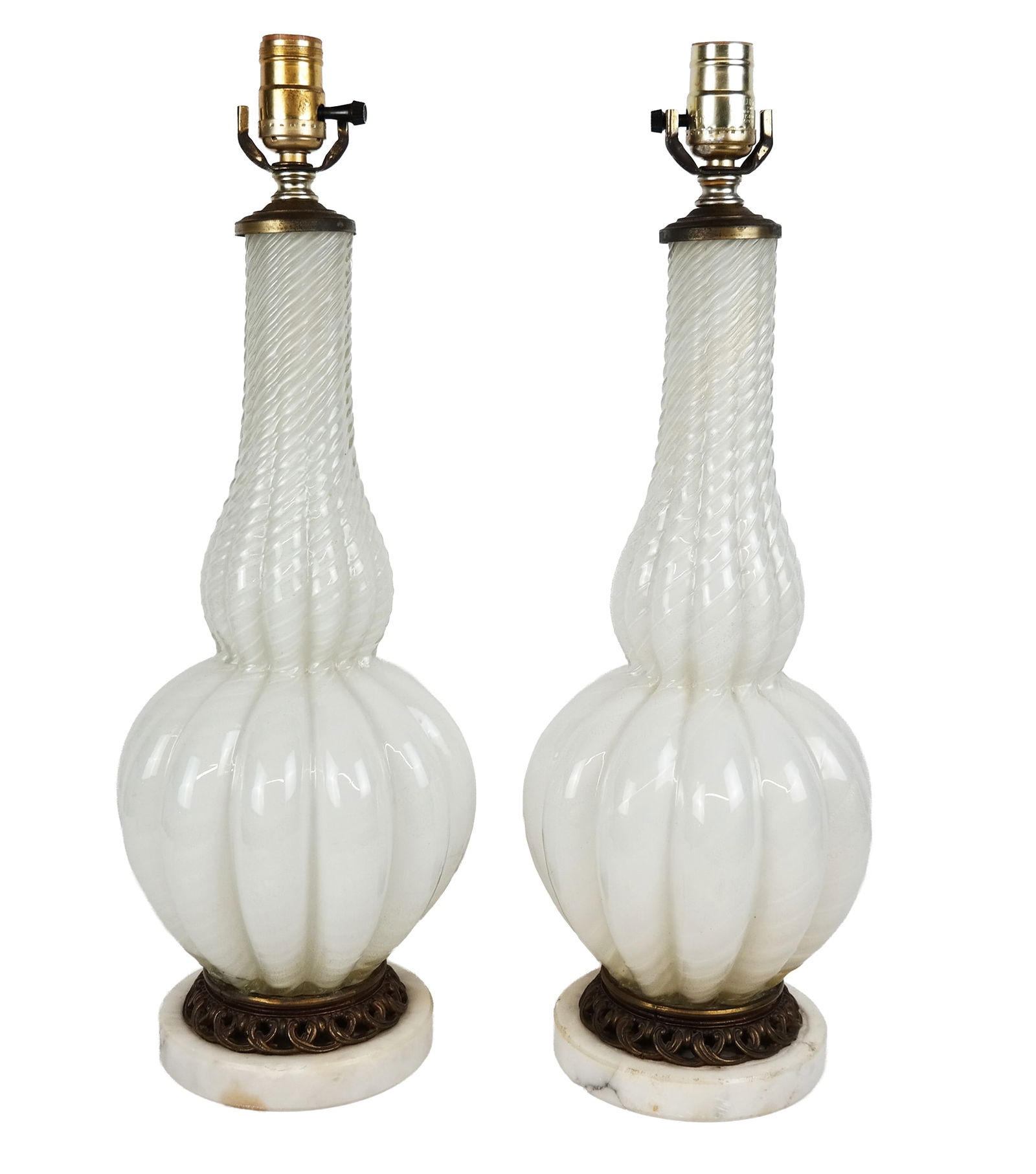 Pair of White Murano Glass Lamps (1 of 14)