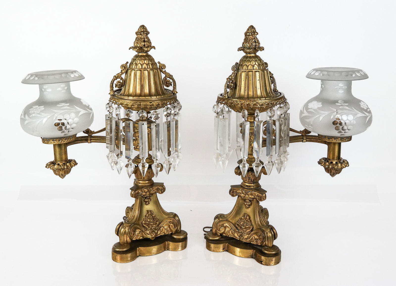 Pair of Antique Bronze Argand Lamps (1 of 18)