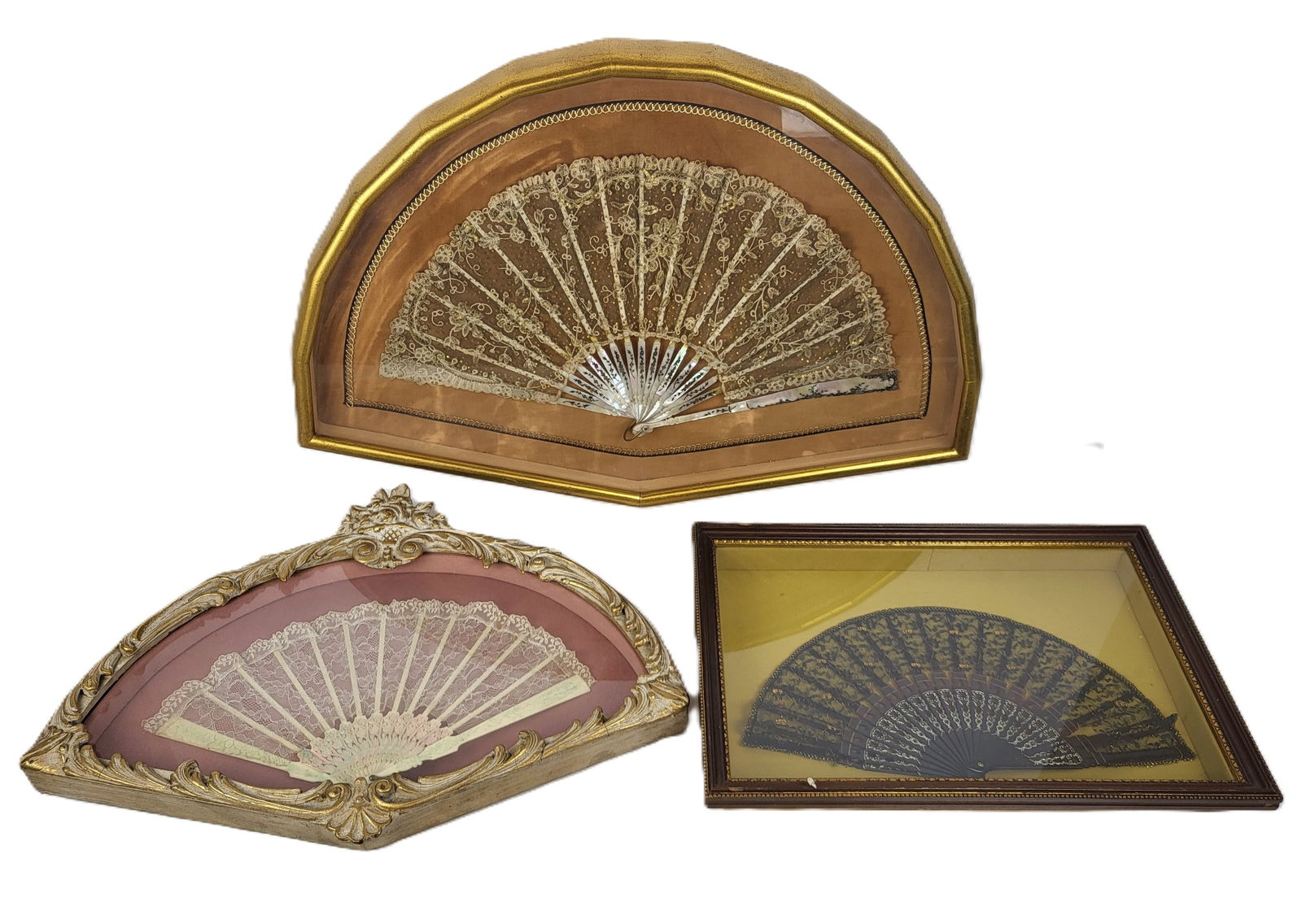 Group of 3 Framed Lace Hand Fans (1 of 17)
