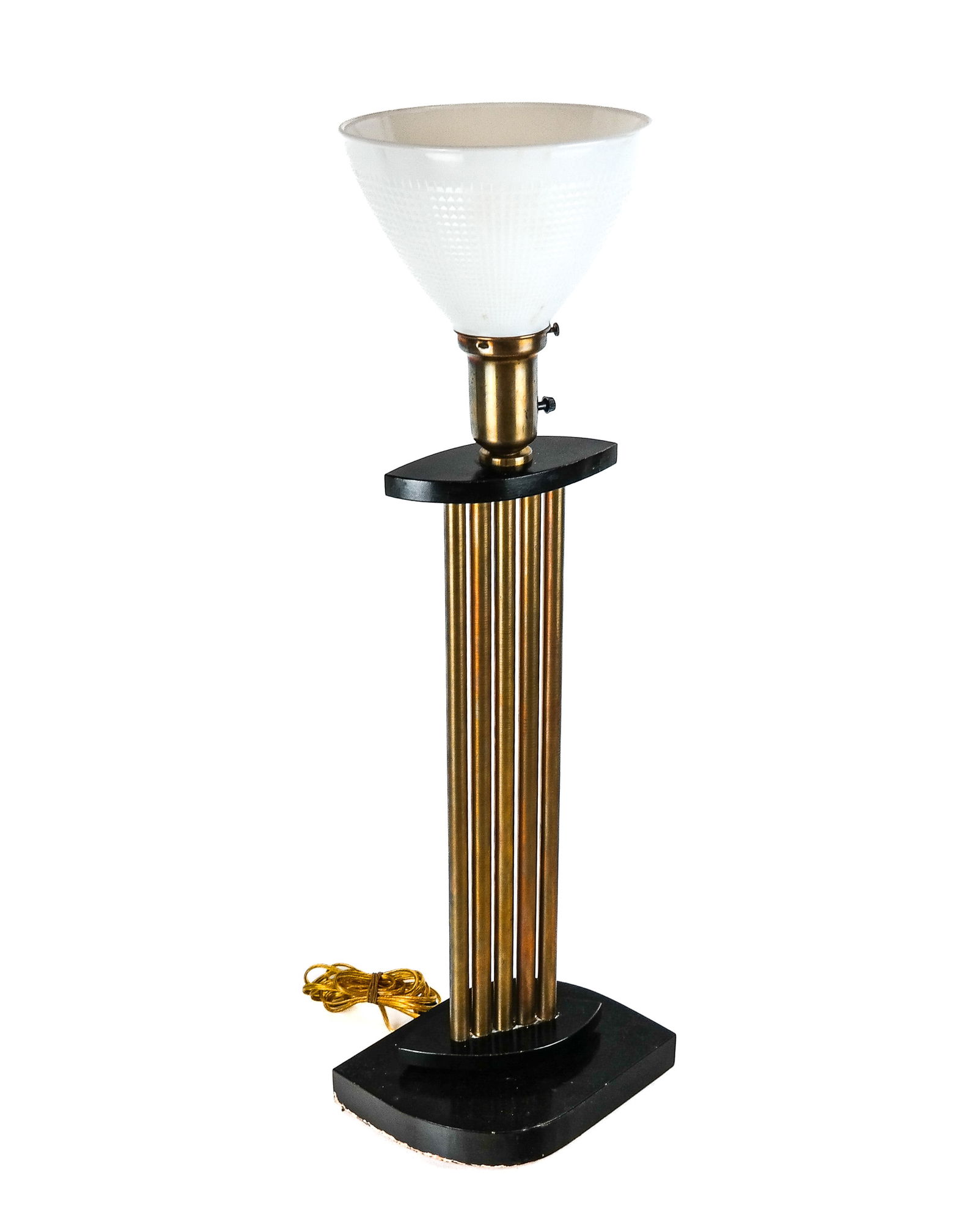 Mid-Century Modern Brass & Wood Torchiere Lamp (1 of 15)