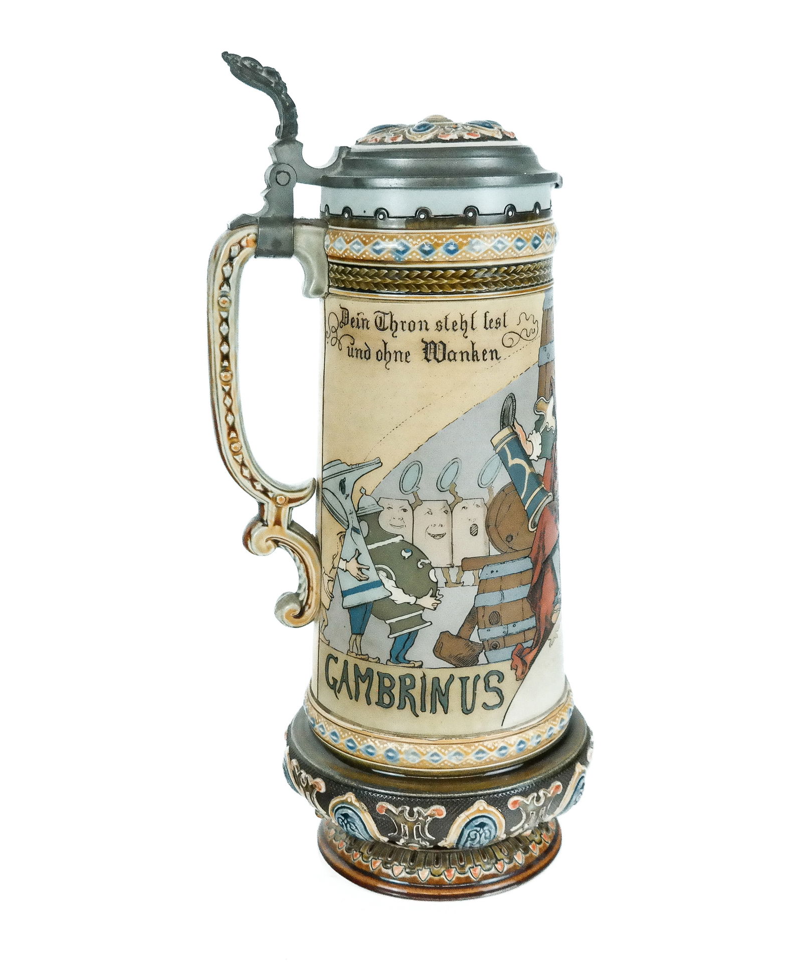 Mettlach Stoneware & Pewter Stein H. Schlitt #2107 (1 of 12)