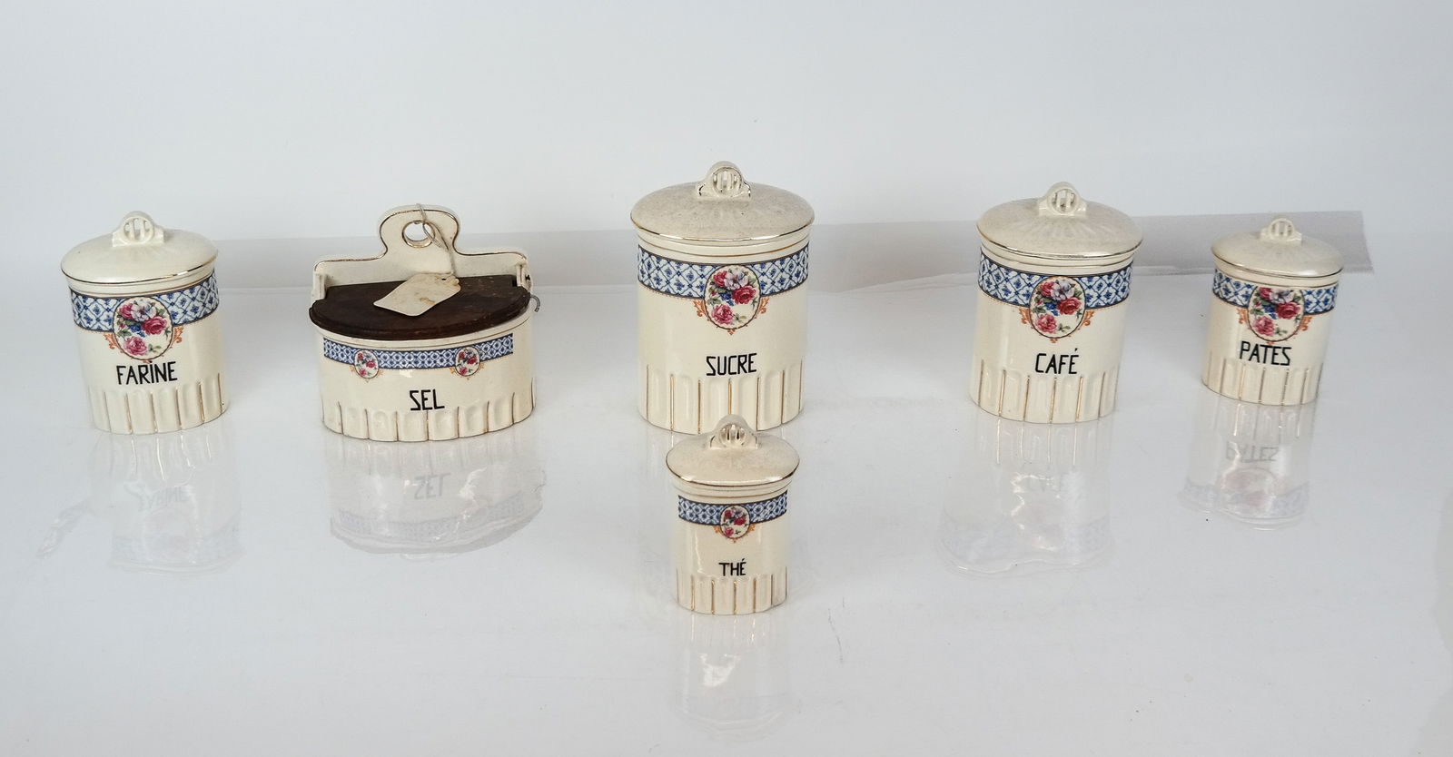 French Ceramic Kitchen Cannister Set, 6 (1 of 11)