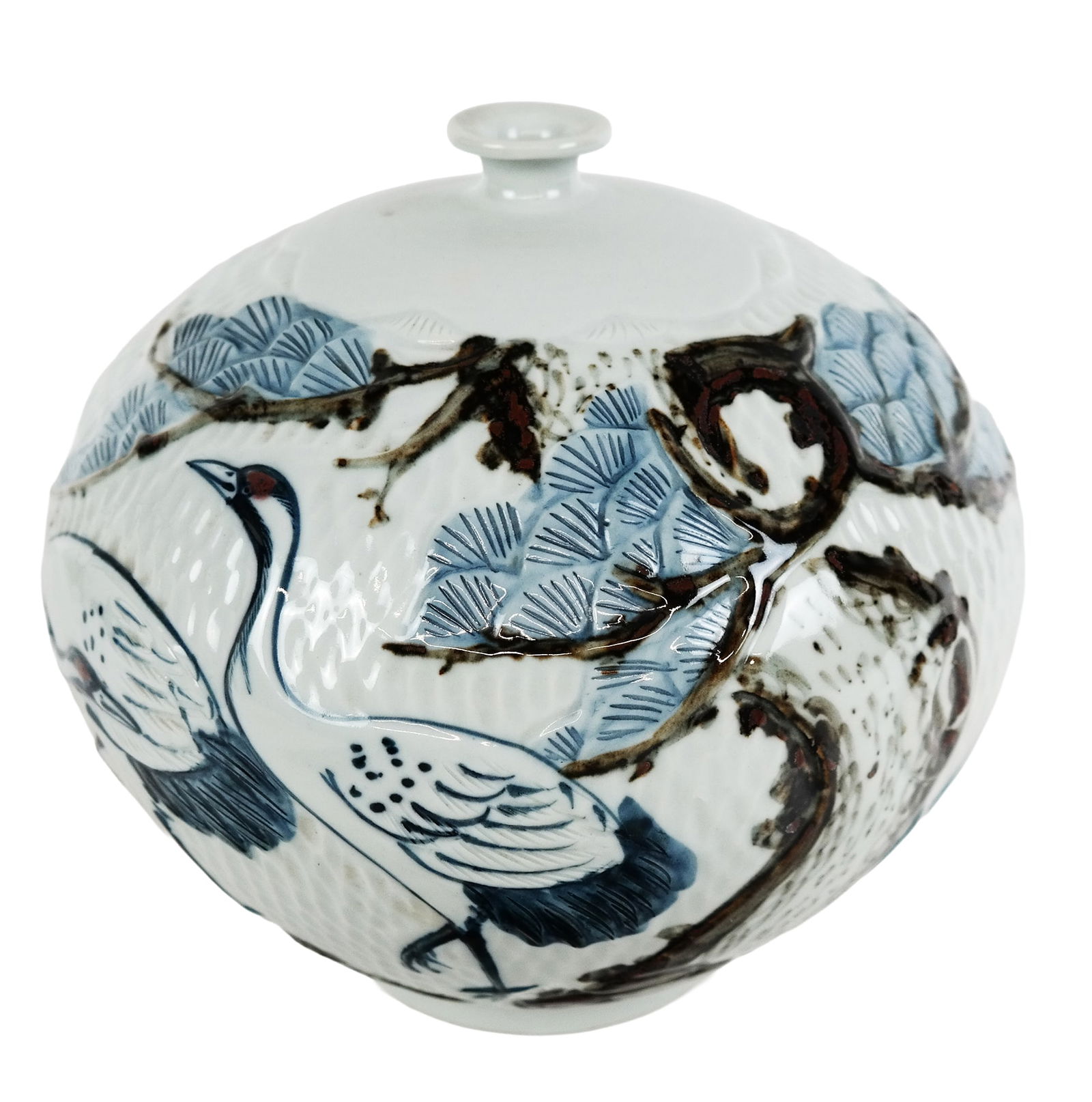 Japanese Crane Decorated Porcelain Vase (1 of 10)