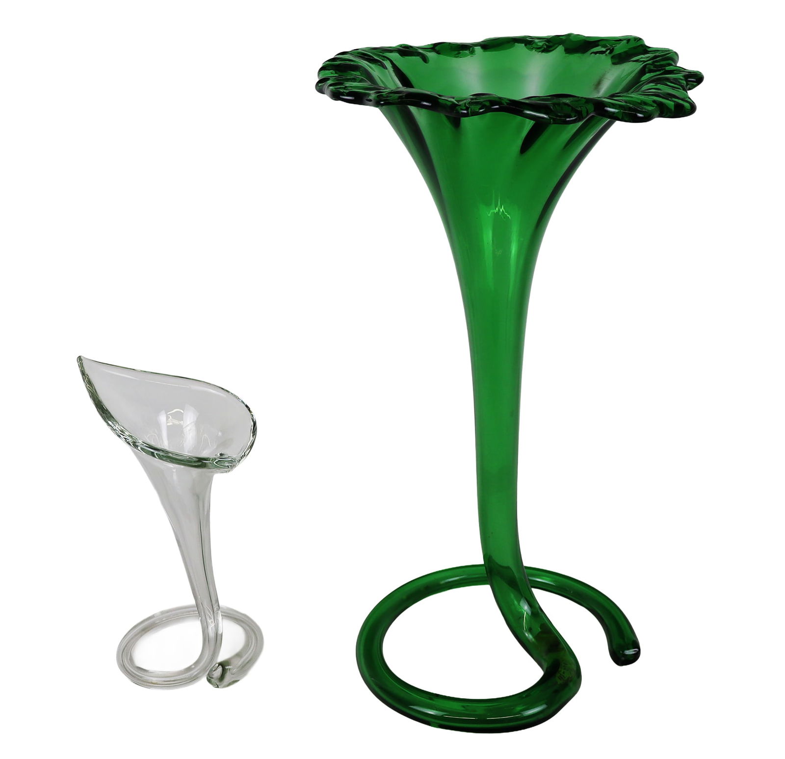 Two Art Glass Lily Calyx Vases (1 of 9)