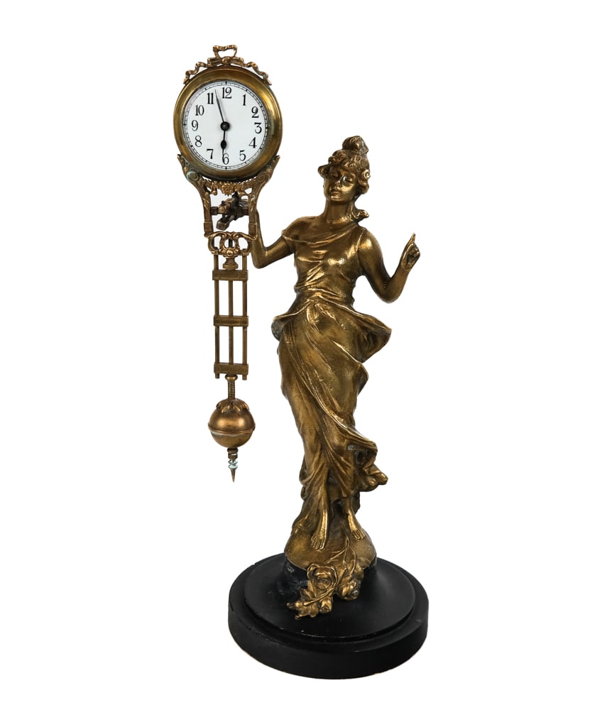 Bronze Art Nouveau Figural Desk Clock (1 of 10)