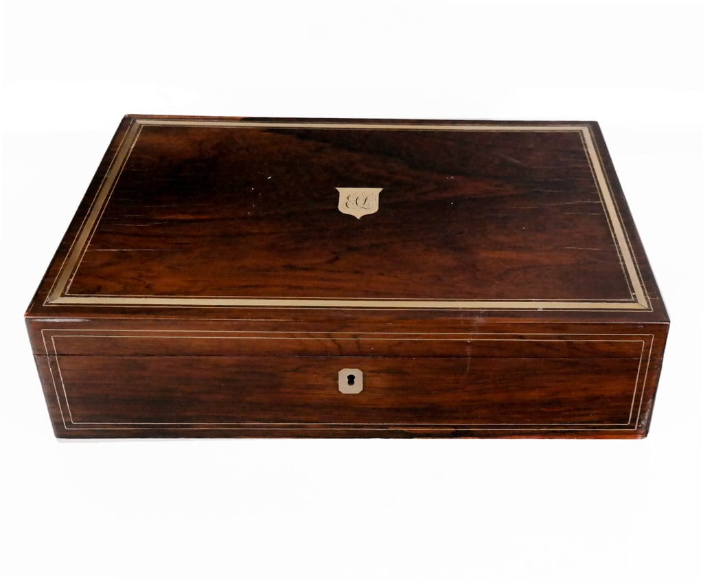 Victorian Rosewood and Brass Inlaid Lap Desk (1 of 9)