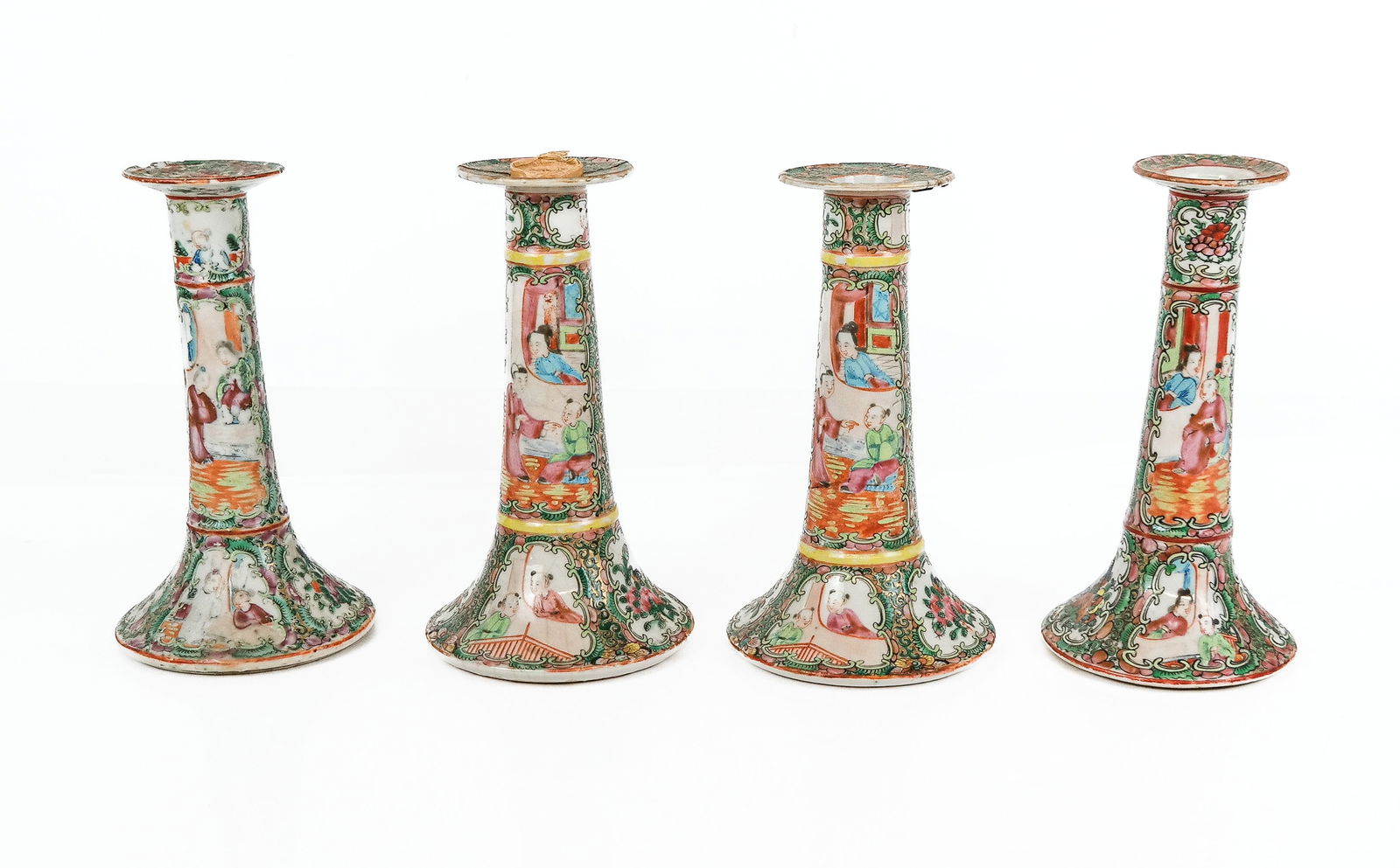 Chinese Rose Medallion Candlesticks, 2 Pairs (1 of 15)