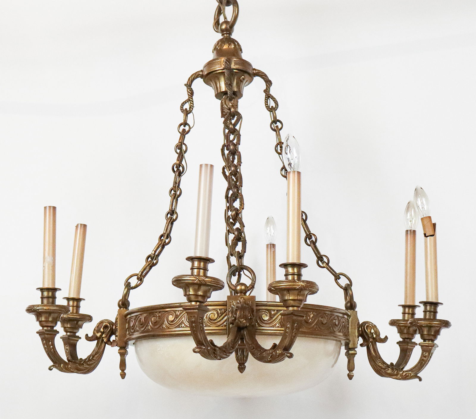 Empire Bronze and Alabaster Chandelier (1 of 10)