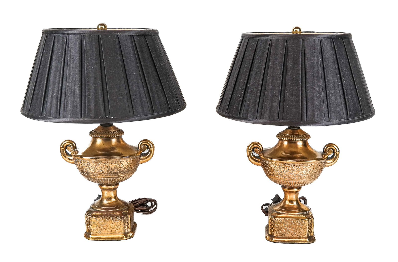 Pair of Gilded Composition Urn Form Lamps (1 of 12)