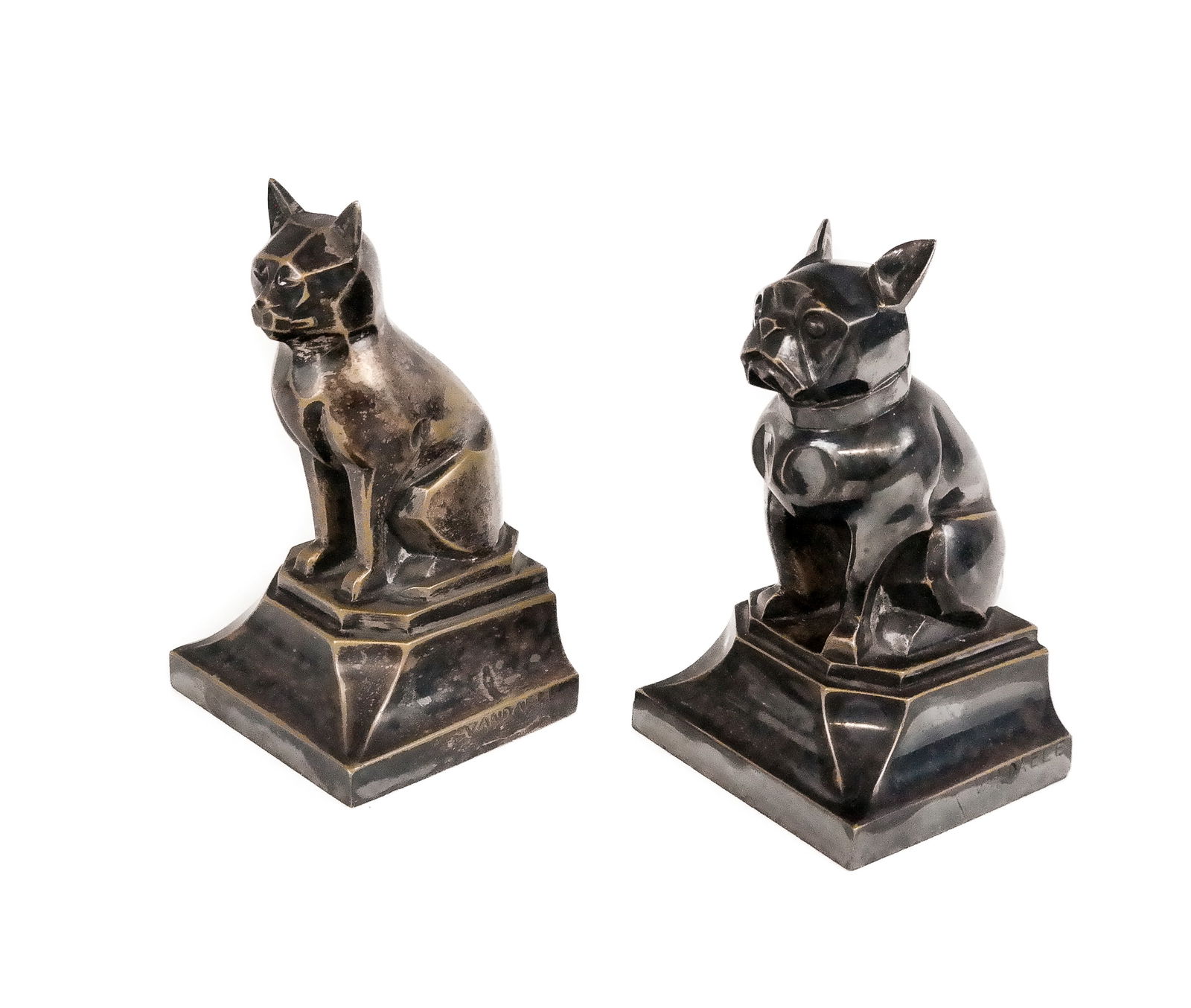 Vandaele Pair of Art Deco Bronze Cat & Dog Bookend (1 of 10)