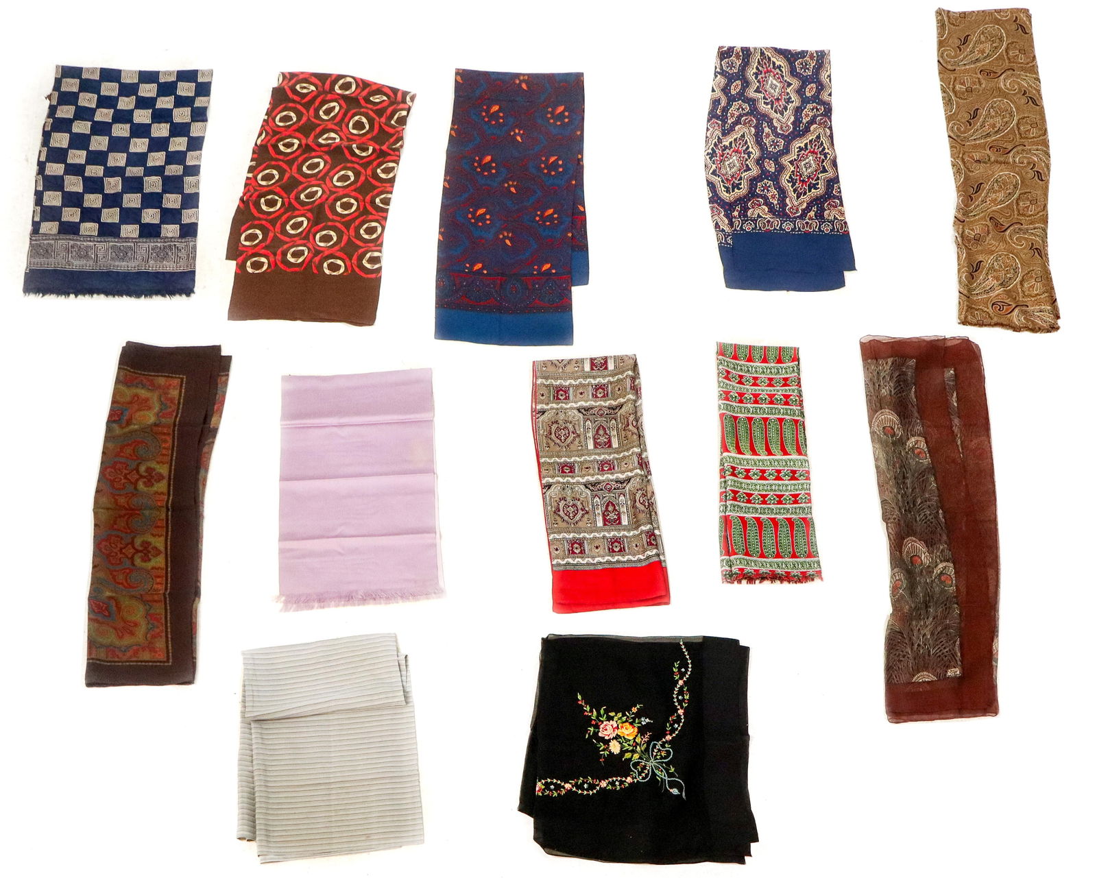 Assorted Vintage Silk Scarves, 12 (1 of 8)