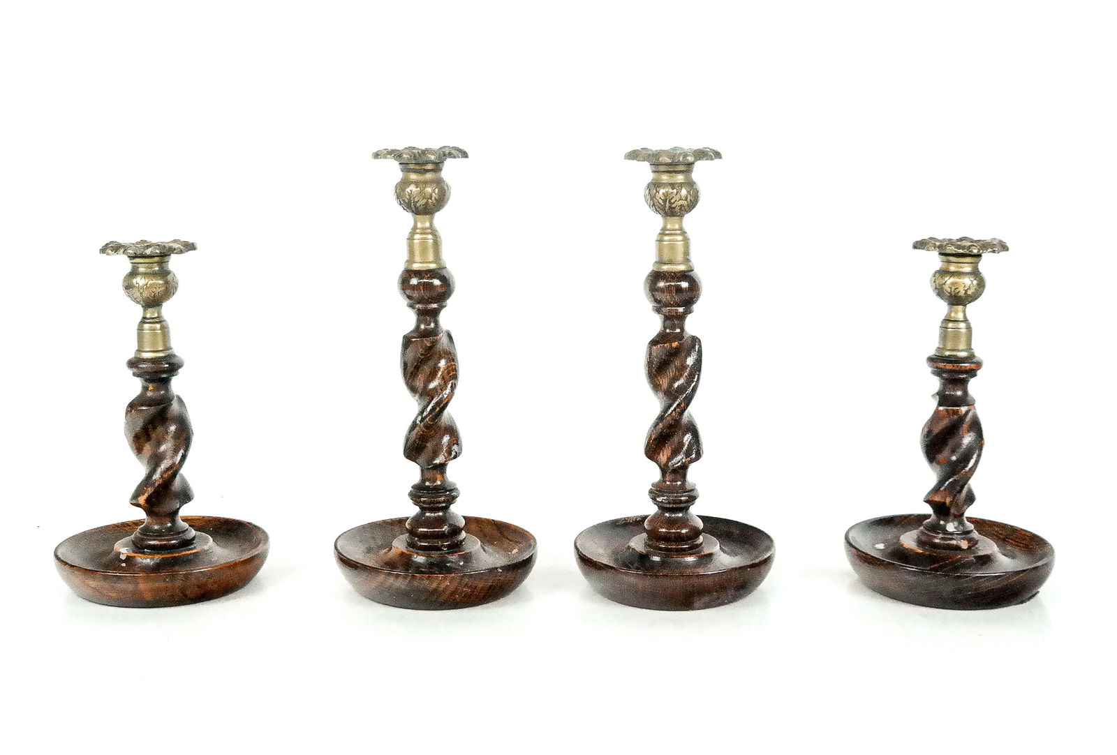 Two Pairs Oak Barley Twist Candlesticks (1 of 11)