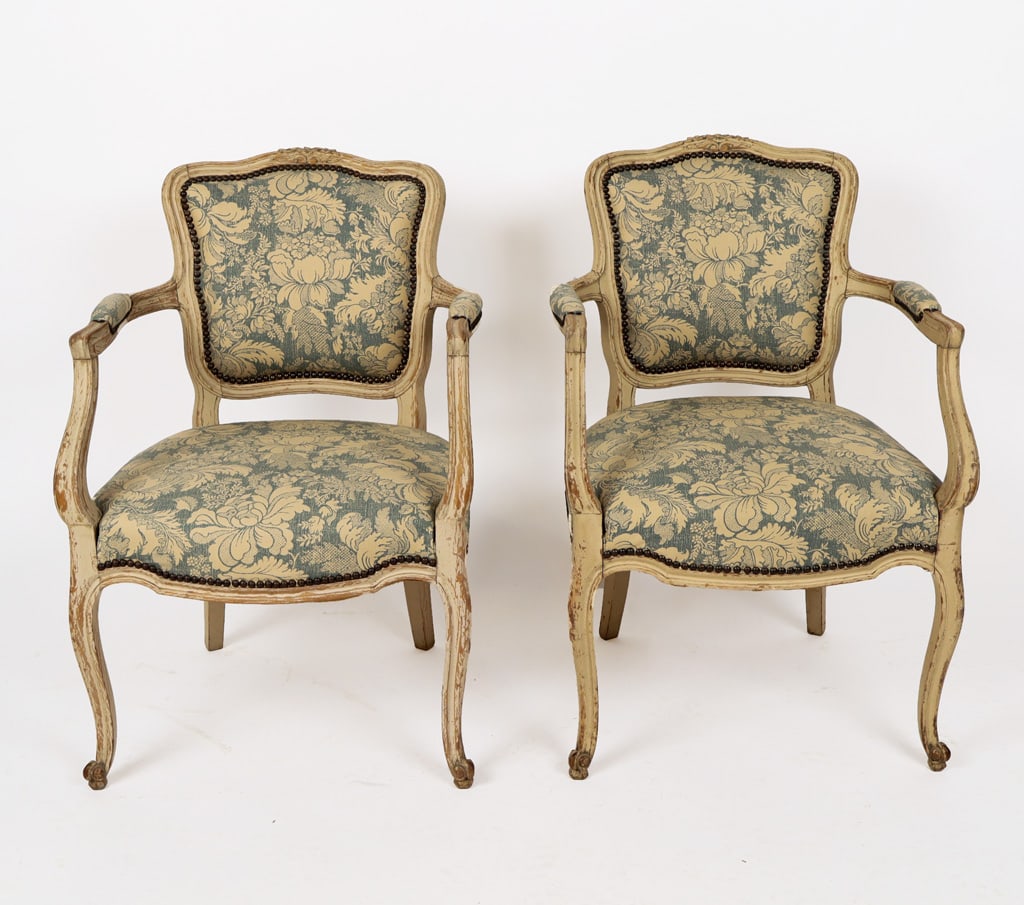 Pair of Louis XV Upholstered Fauteuils (1 of 12)