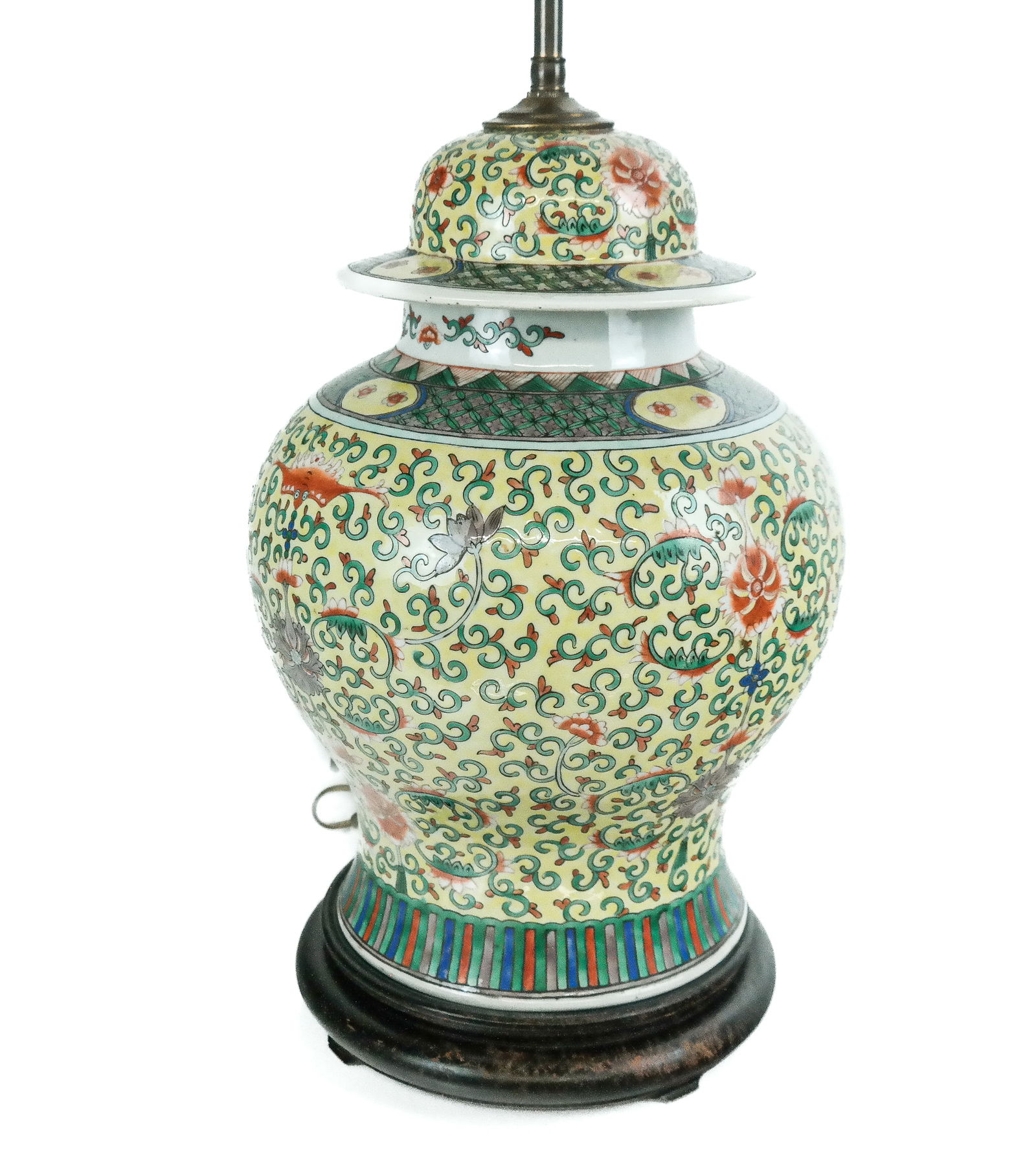Chinese Famille Juane Ginger Jar Mounted as a Lamp (1 of 9)
