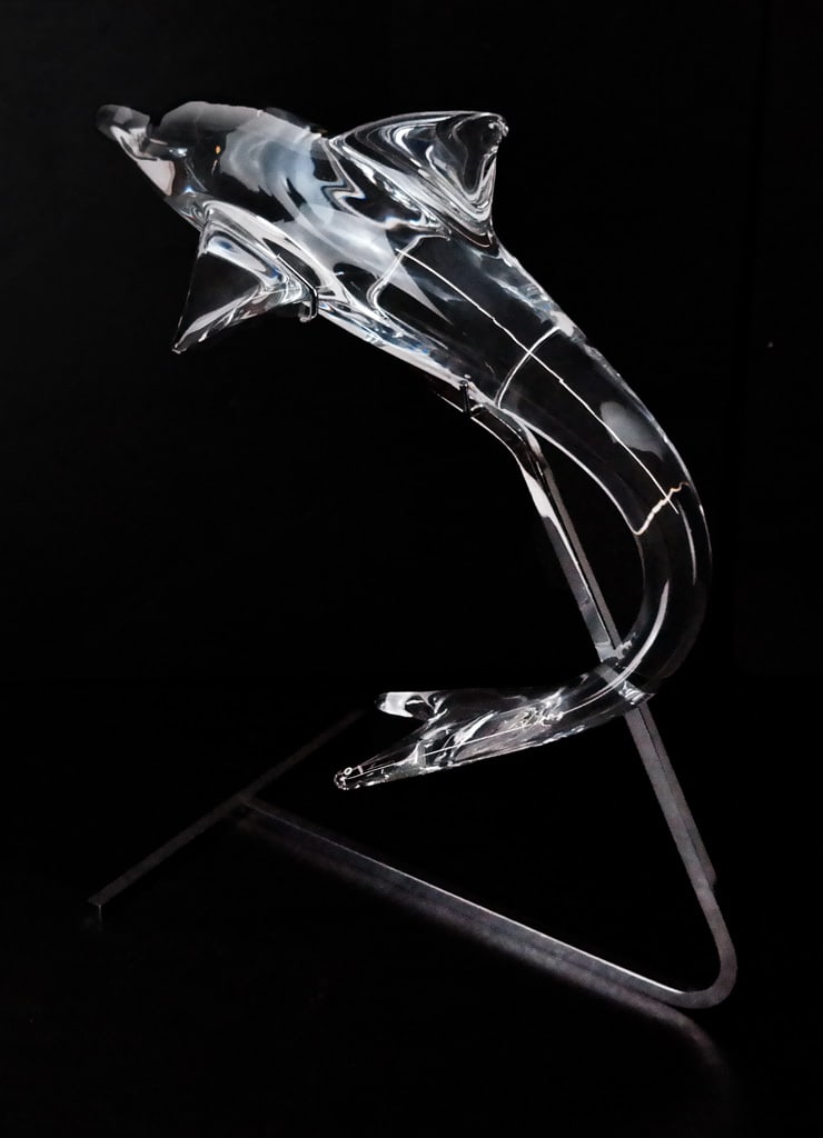 Daum Crystal Dolphin Sculpture with Stand (1 of 9)