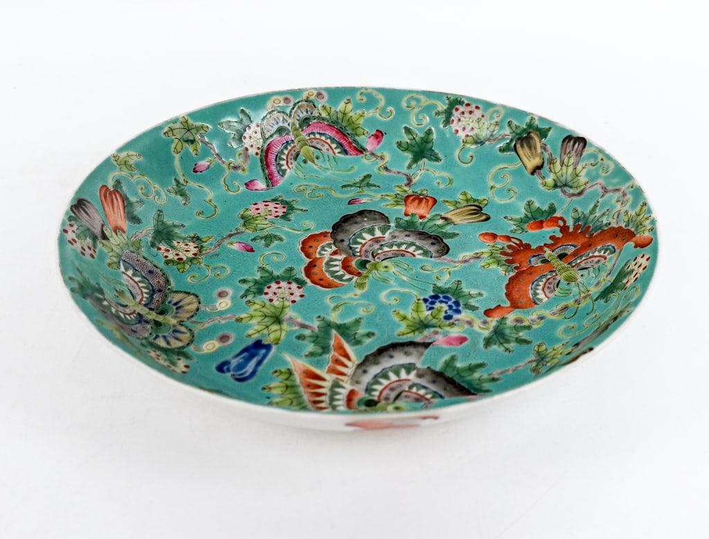 Chinese Turquoise Glazed Plate with Butterflies (1 of 10)