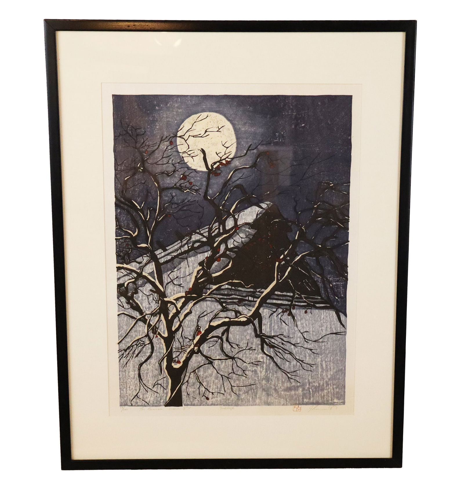 Joshua Rome Snowy Tree Woodblock (1 of 12)