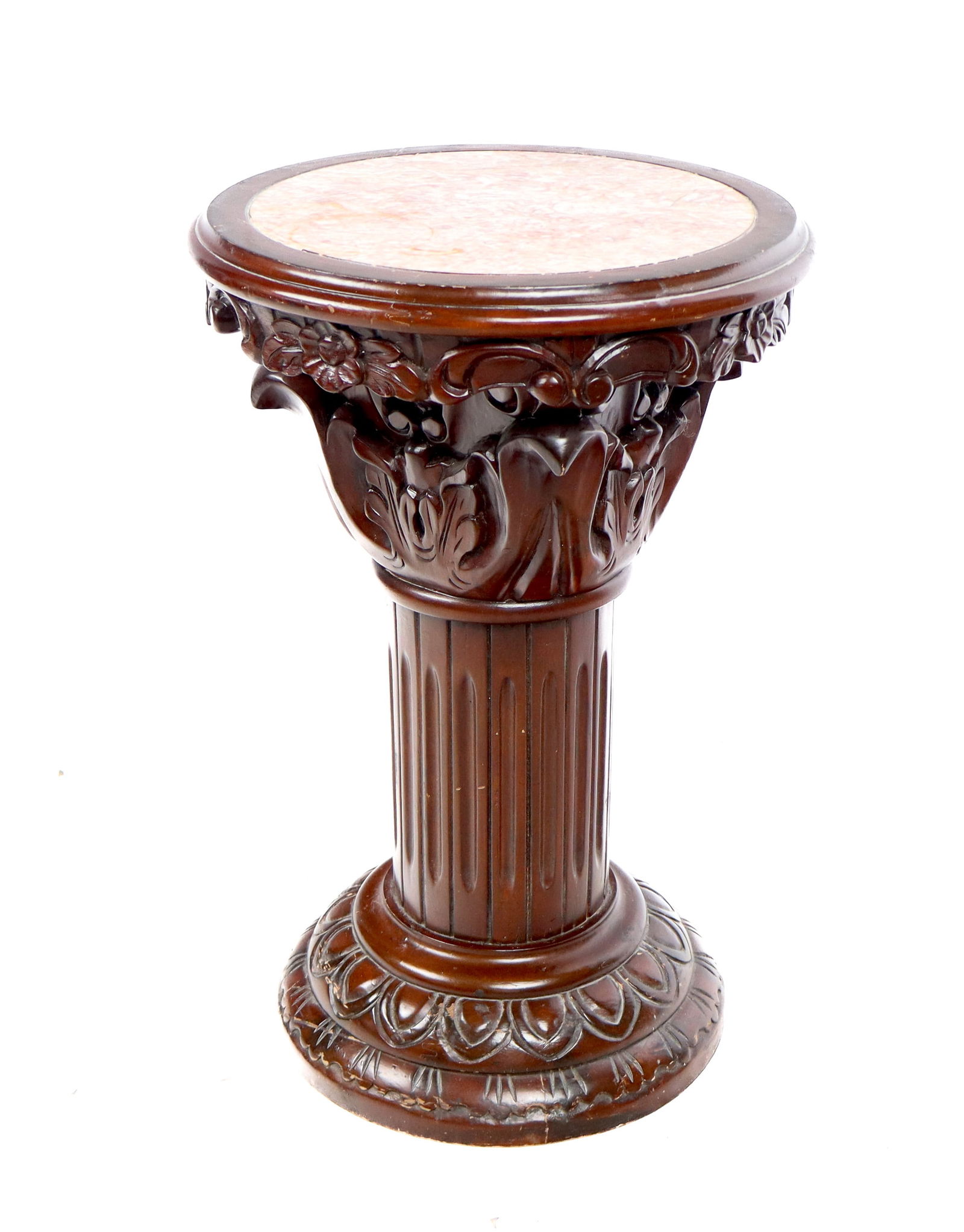 Louis XV Carved Mahogany and Red Marble Pedestal (1 of 15)