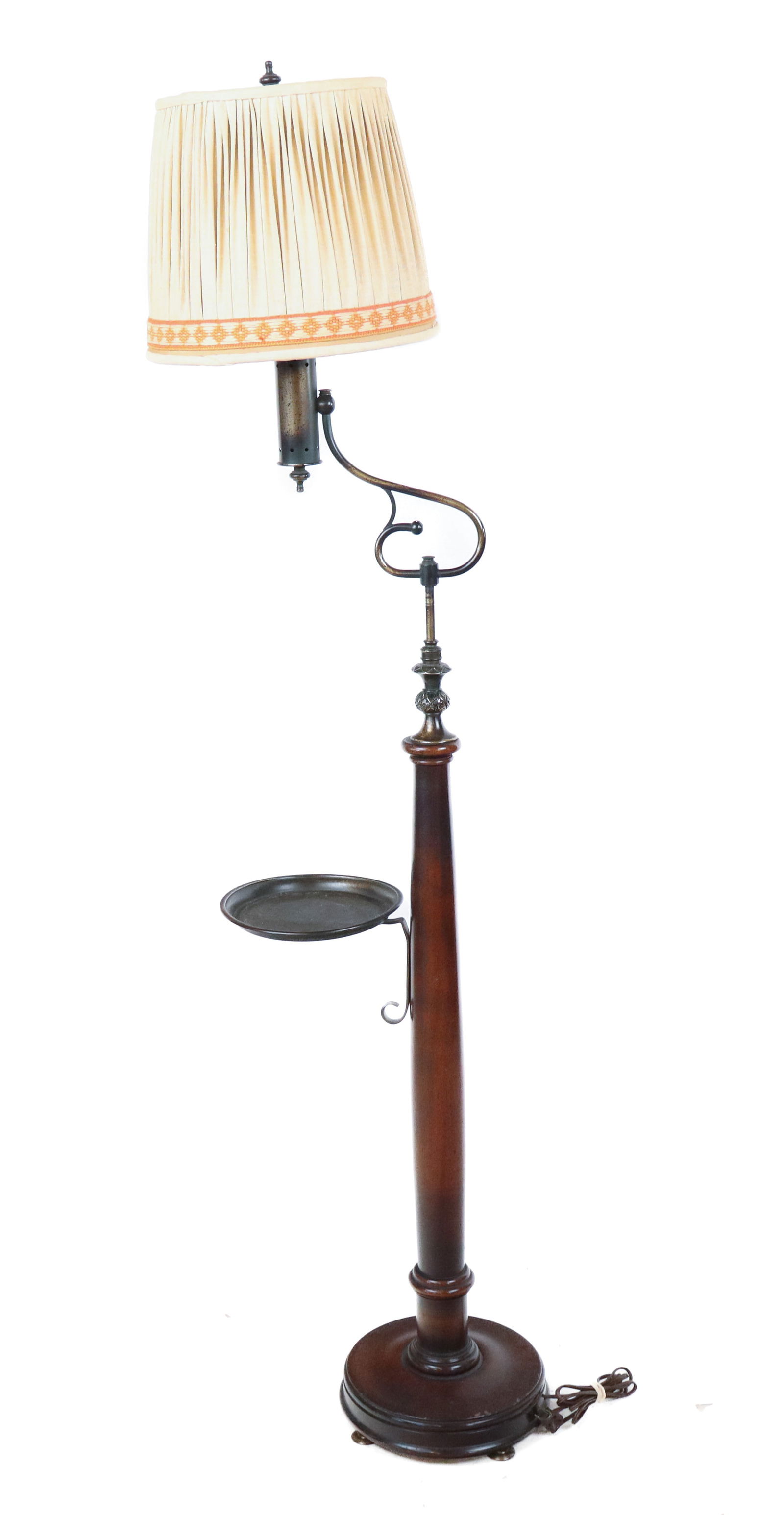 Turned Walnut Floor Lamp with a Tray (1 of 10)