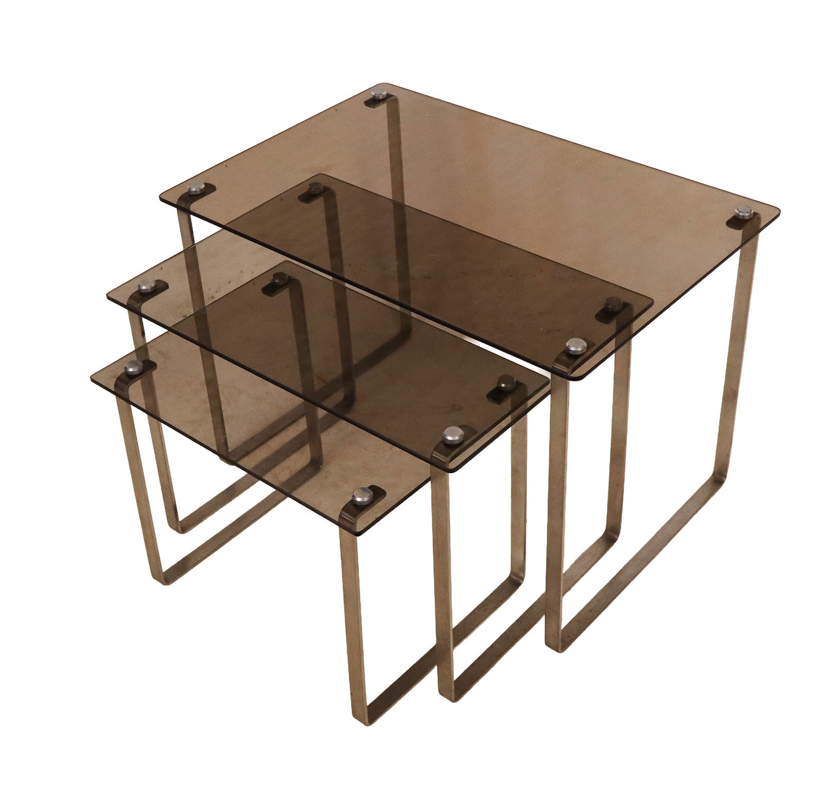 Three Nesting Glass and Aluminum Tables (1 of 12)