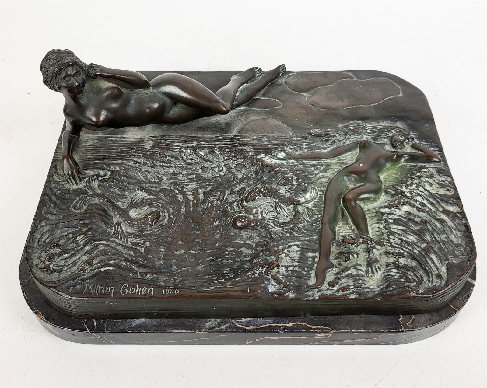 Milton COHEN Art Nouveau Figural Bronze Ashtray (1 of 15)