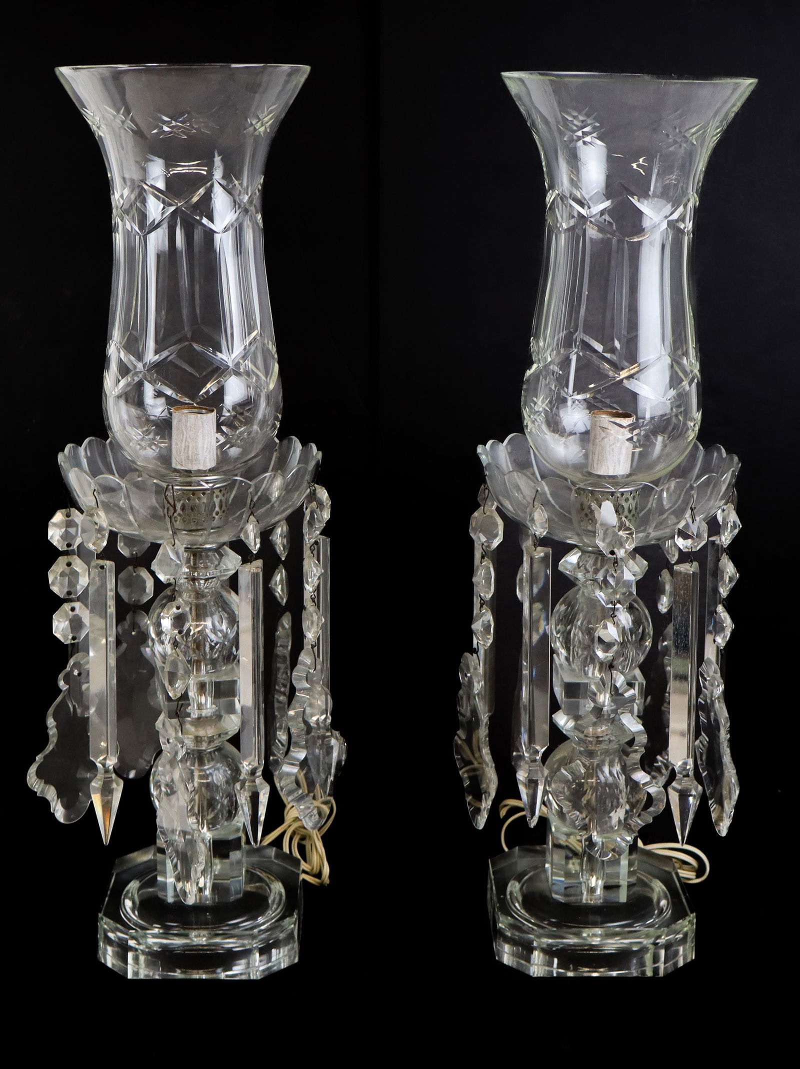 Pair of Crystal Lustre Lamps (1 of 12)