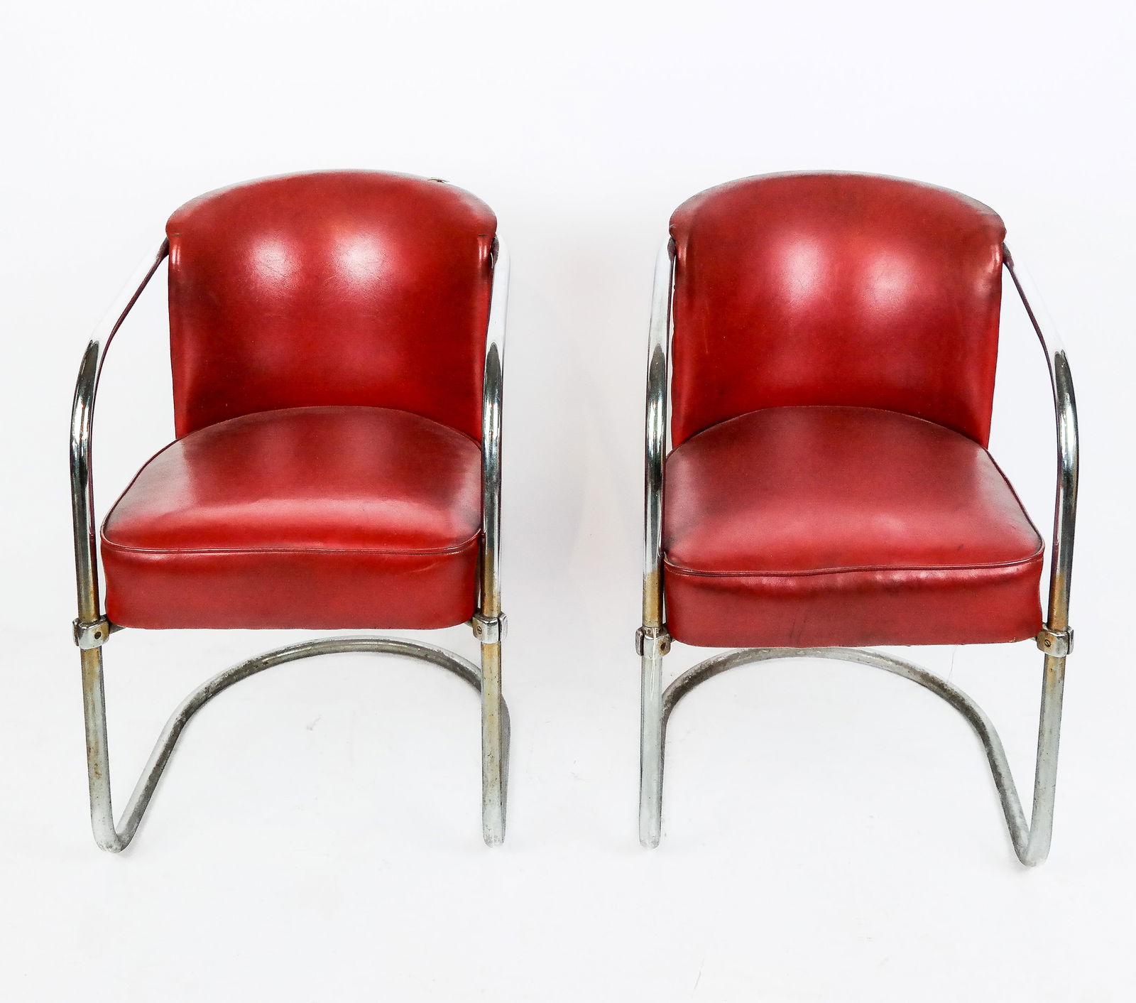 Pair of Art Moderne Chrome and Leather Chairs (1 of 7)