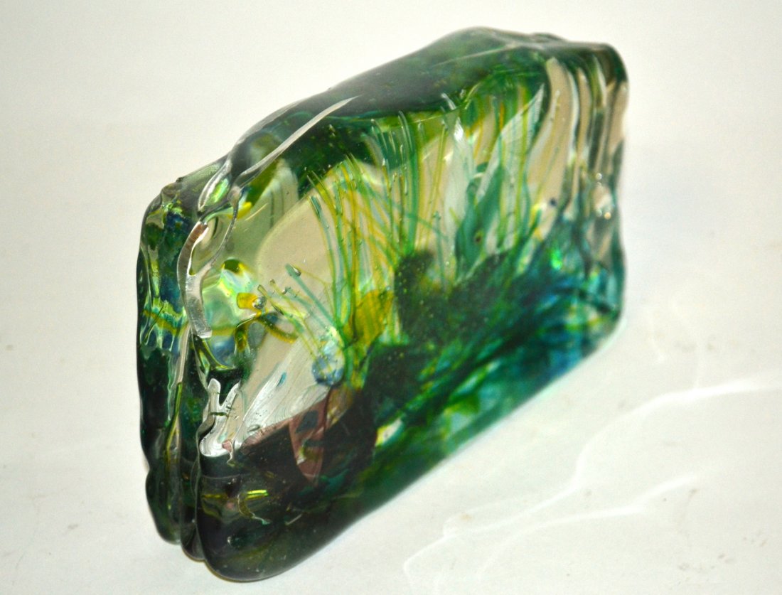 Murano Fish Sculpture: Murano paperweight style fish design sculpture. [7" L x 4 1/2" H].