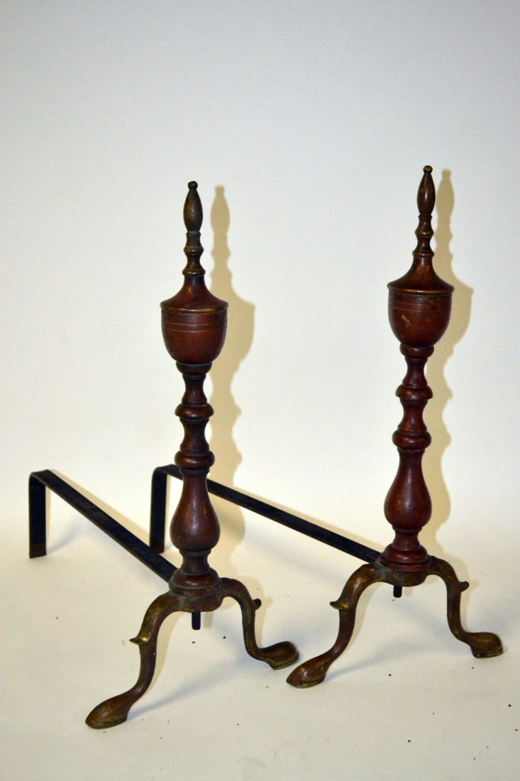 Pair of Antique Andirons: Pair of Federal style antique andirons. 17" H.