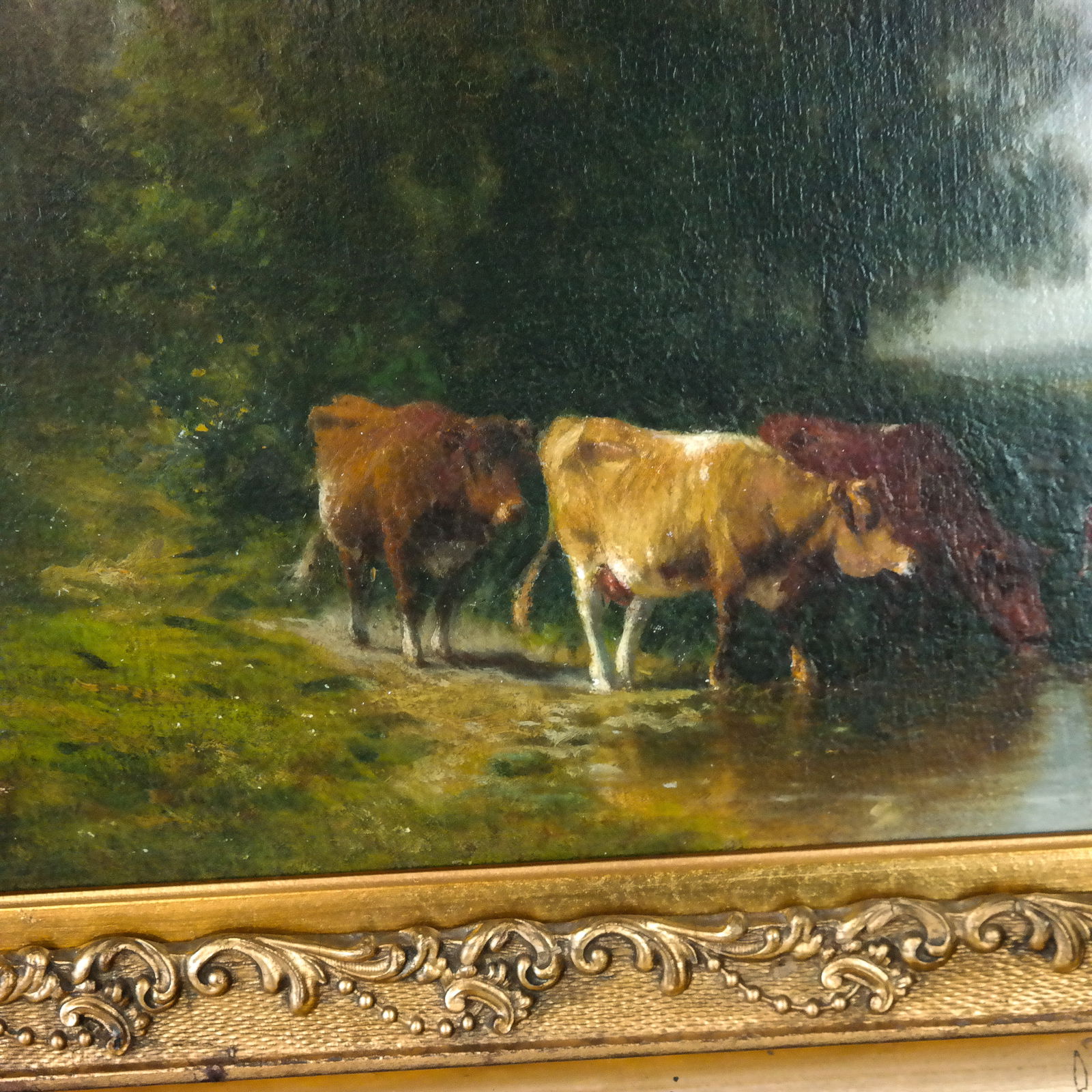 Attributed William HART Cattle at River Painting - 3
