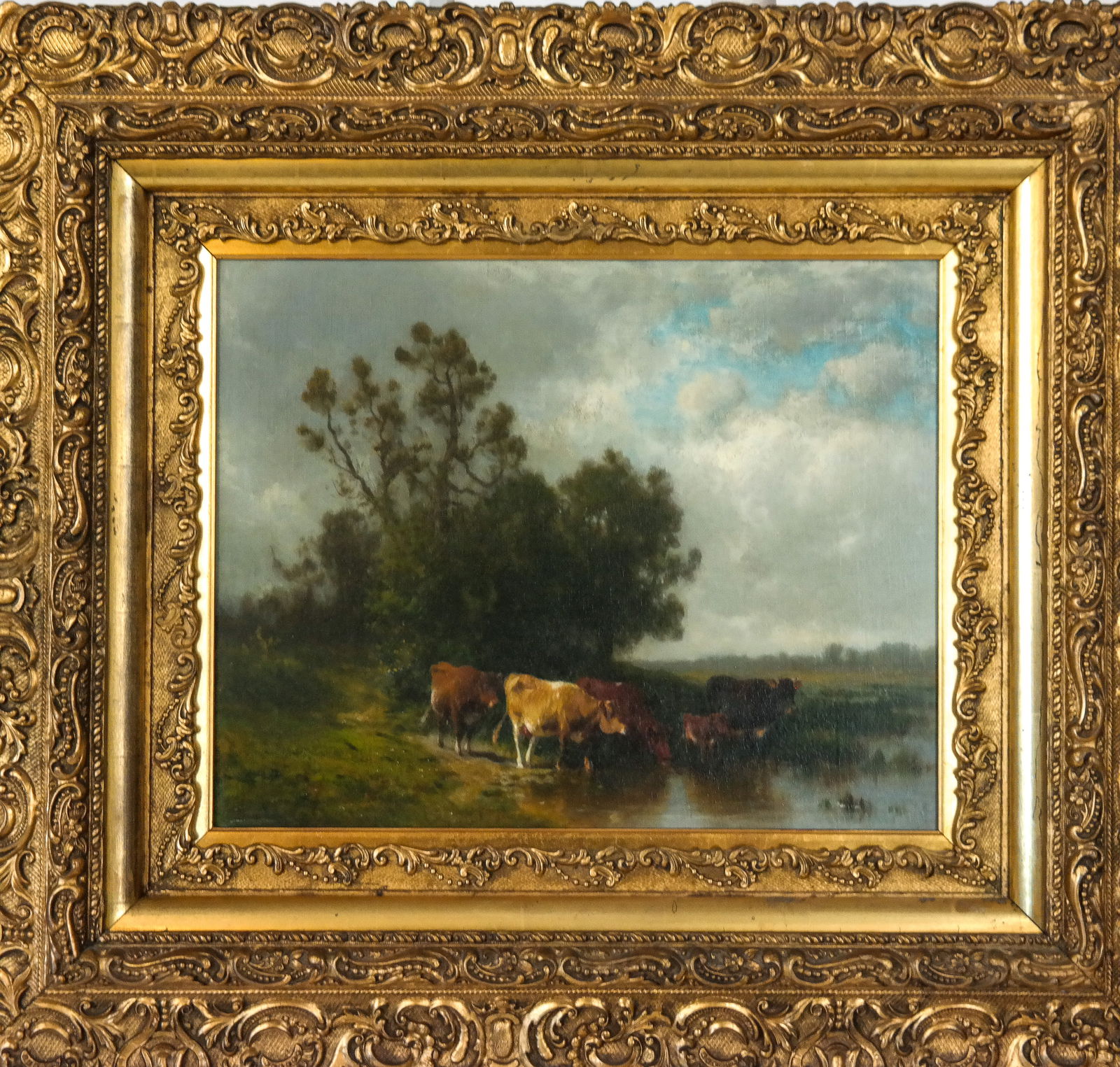 Attributed William HART Cattle at River Painting - 8
