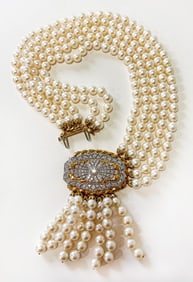 David Webb Cultured Pearl and Diamond Necklace