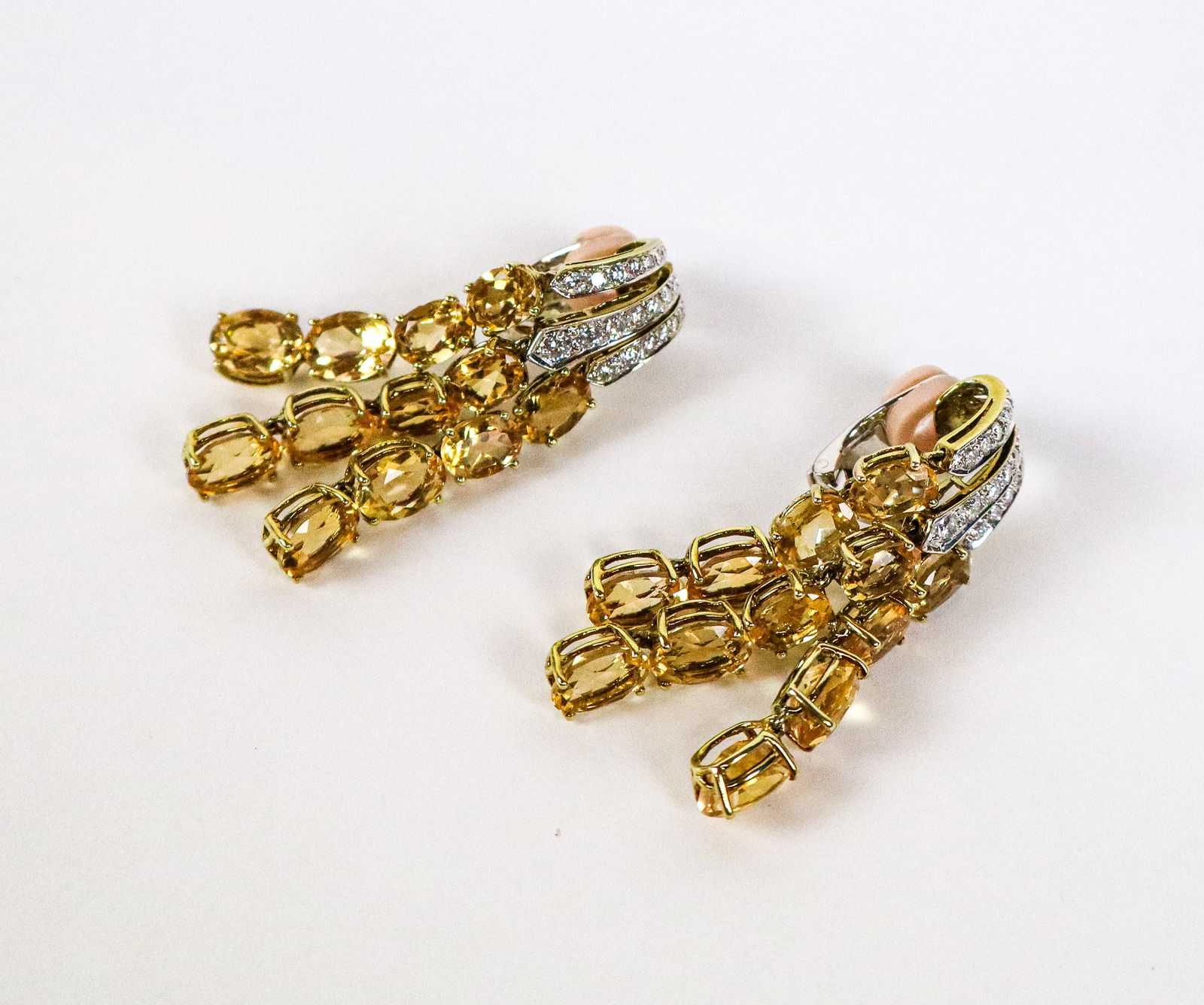 Pair of Diamond and Citrine Ear Pendants (1 of 7)