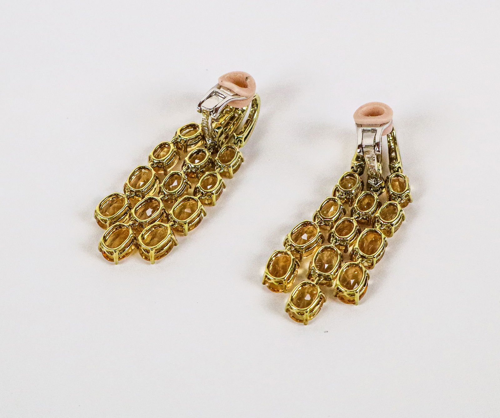 Pair of Diamond and Citrine Ear Pendants - 2