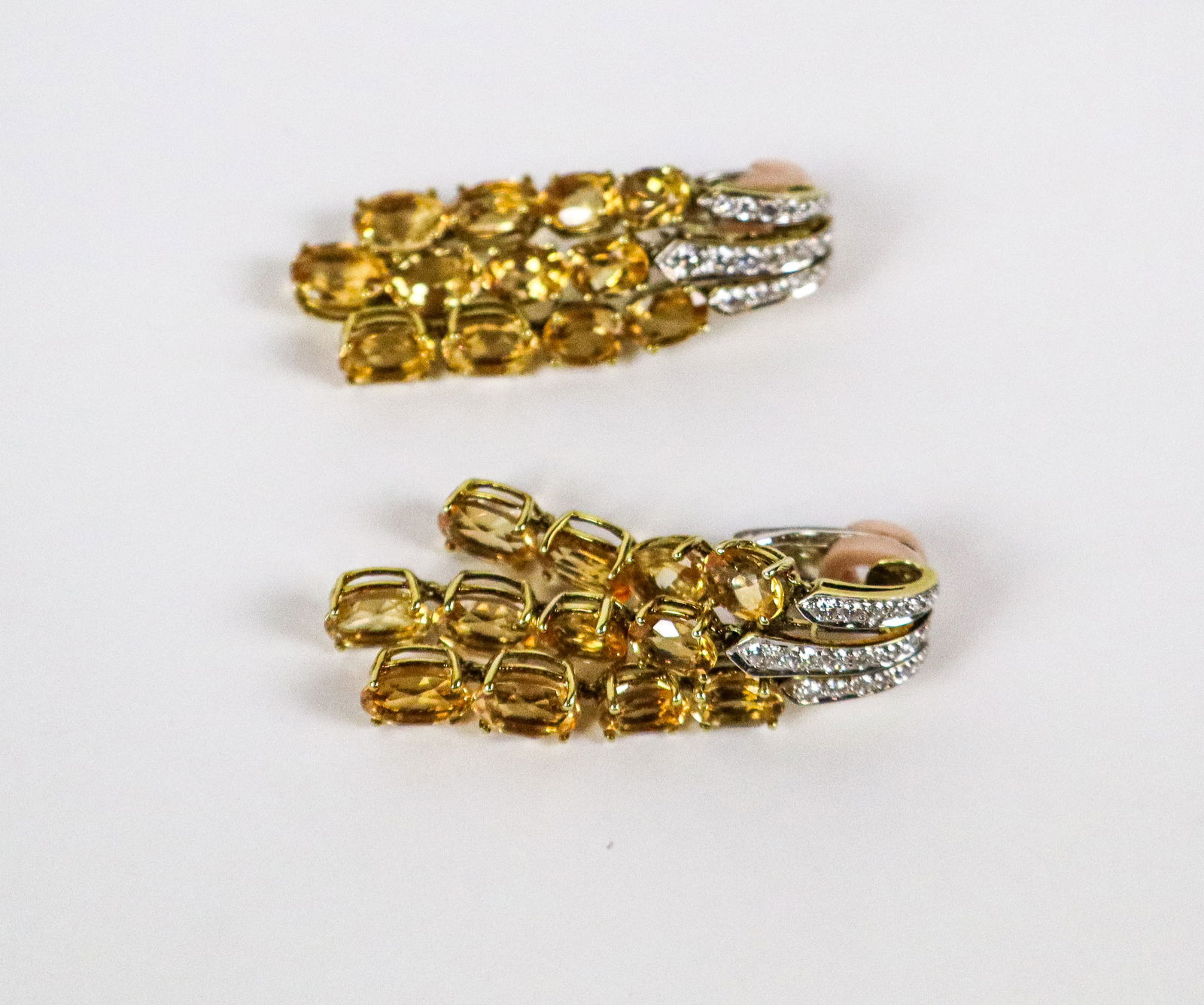 Pair of Diamond and Citrine Ear Pendants - 3