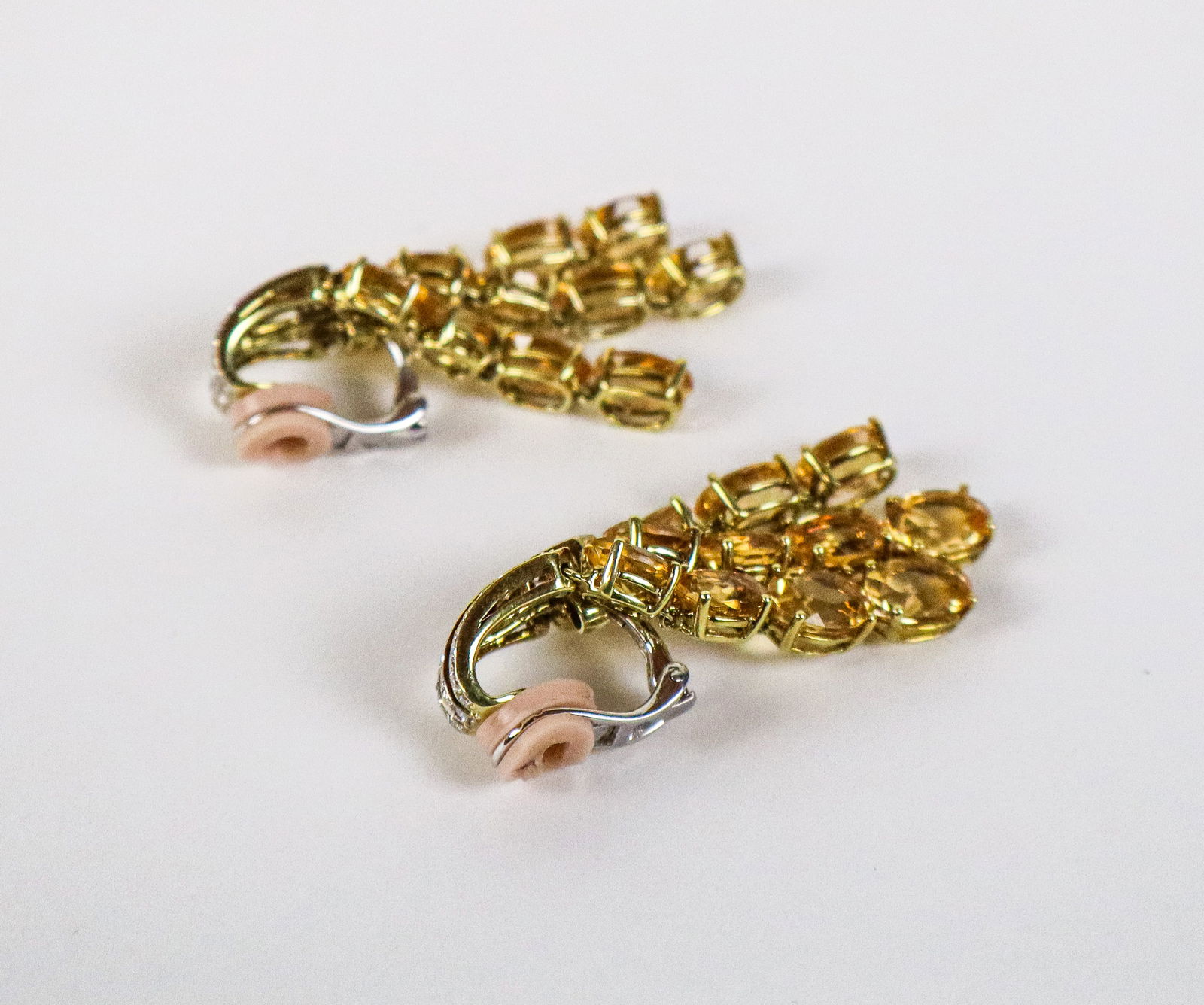 Pair of Diamond and Citrine Ear Pendants - 5