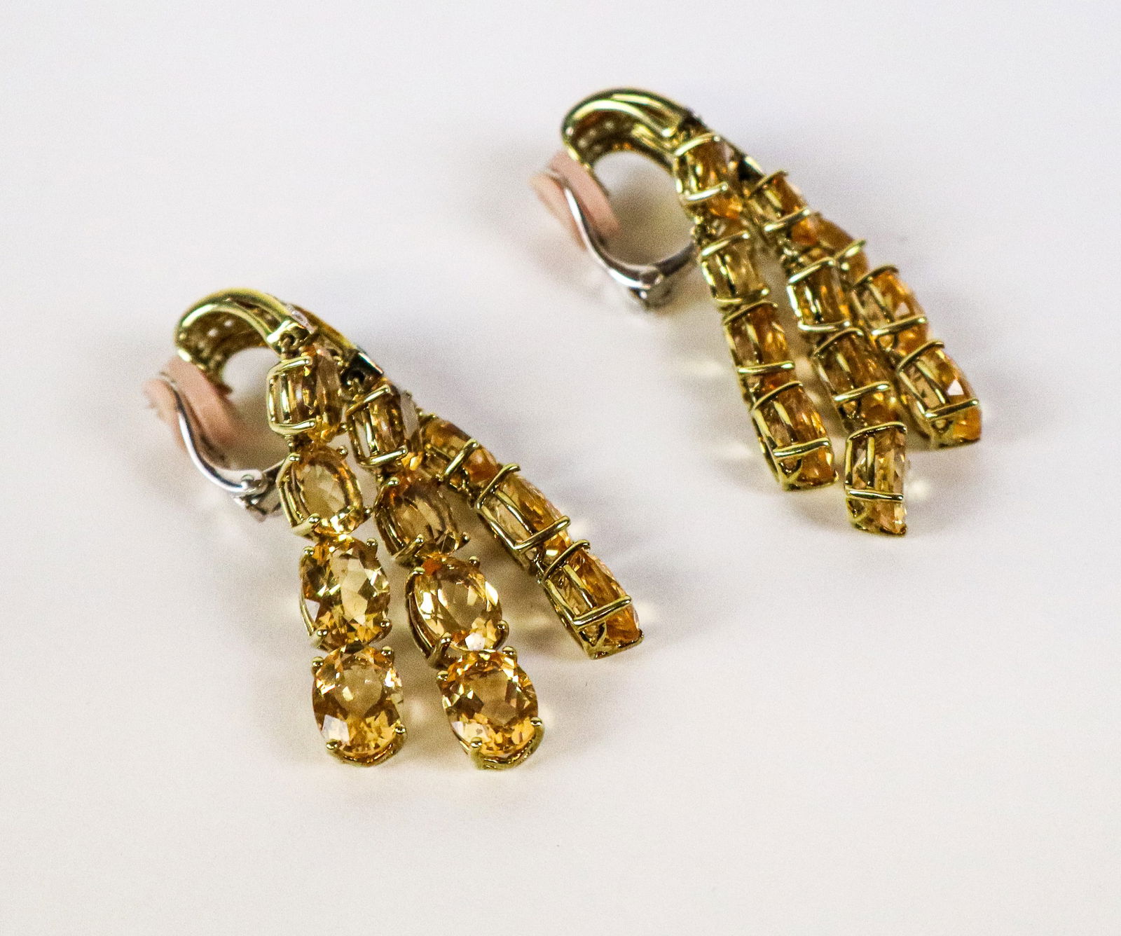 Pair of Diamond and Citrine Ear Pendants - 6