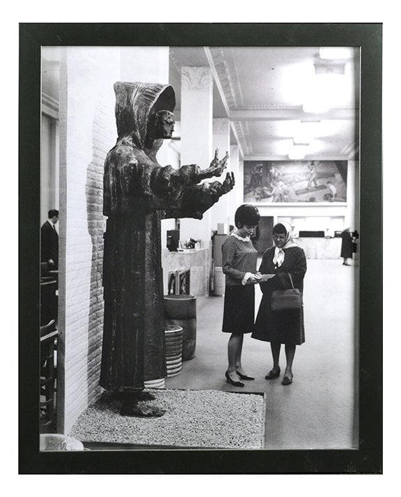 Pablo SERRANO "St. Junipero Serra" Bronze: Pablo Serrano (Spanish, 1908-1985) "St. Junipero Serra", important modern Brutalist-style monumental bronze sculpture. Depicts a standing full-length larger-than-life depiction of Saint Junipero