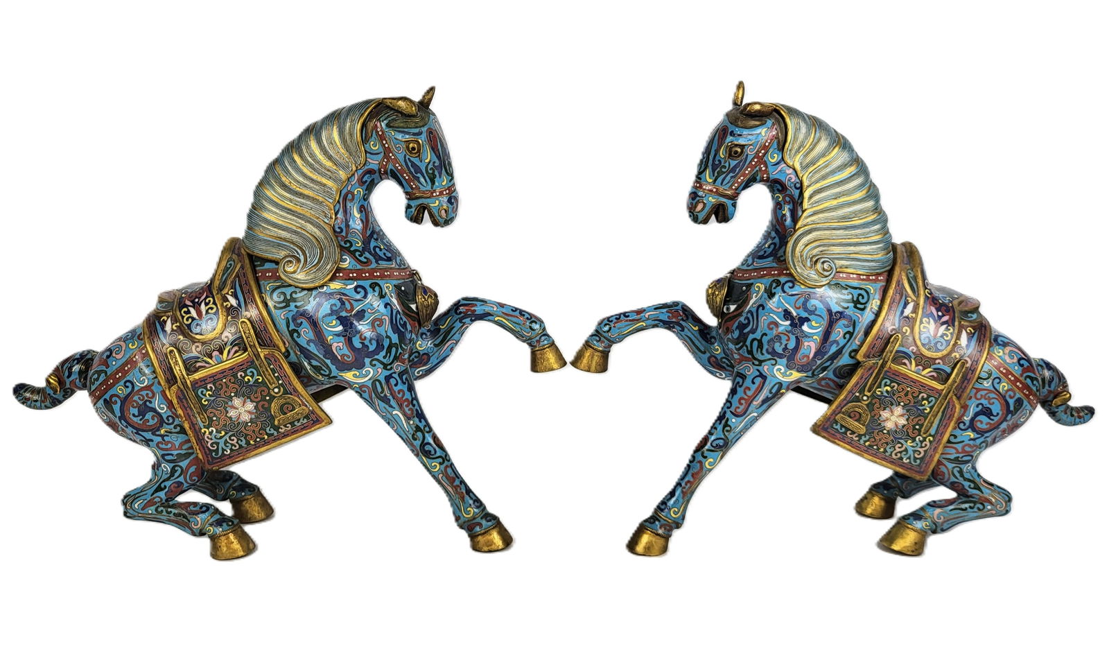 Pair of Chinese Cloisonne Tang Style Horses (1 of 16)