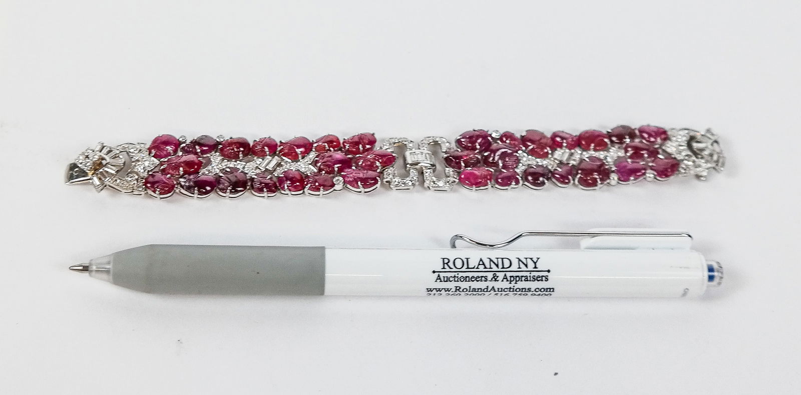 Art Deco-Inspired Diamond and Carved Ruby Bracelet - 10