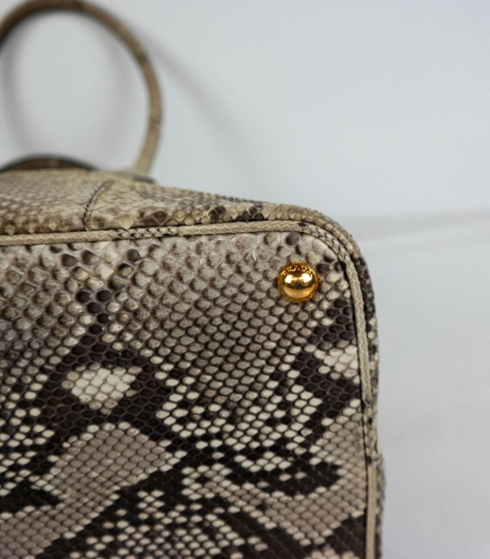 Prada Python Snakeskin Double Bag in Roccio - 11