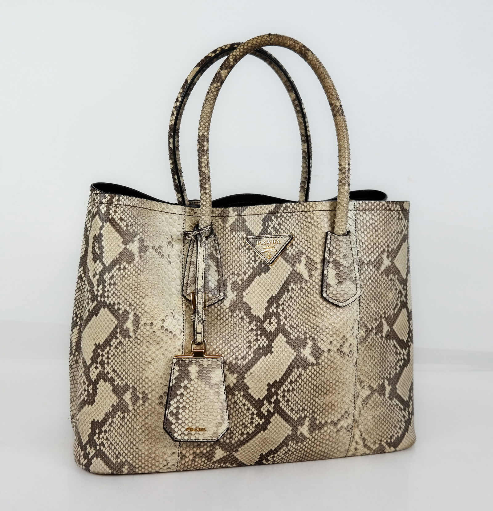Prada Python Snakeskin Double Bag in Roccio - 12