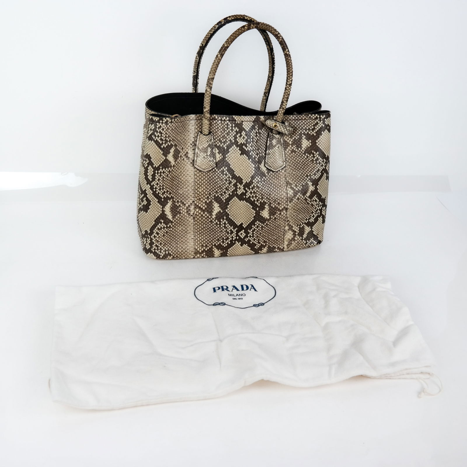 Prada Python Snakeskin Double Bag in Roccio - 15