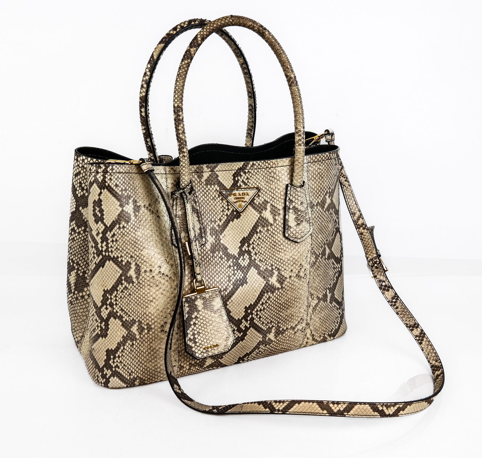 Prada Python Snakeskin Double Bag in Roccio (1 of 15)
