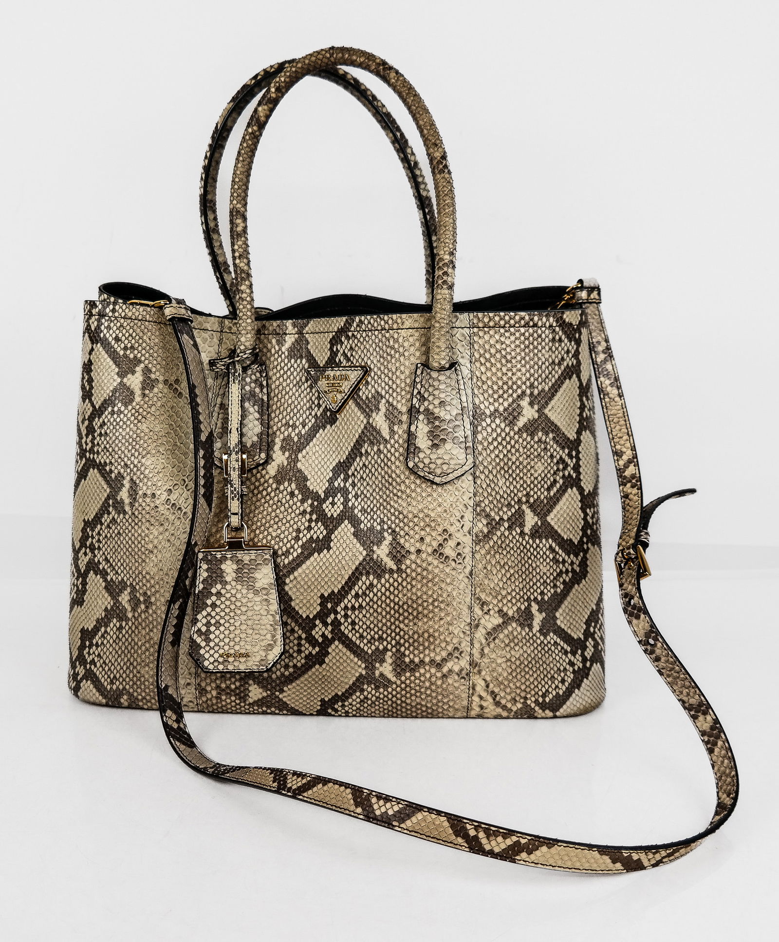 Prada Python Snakeskin Double Bag in Roccio - 2