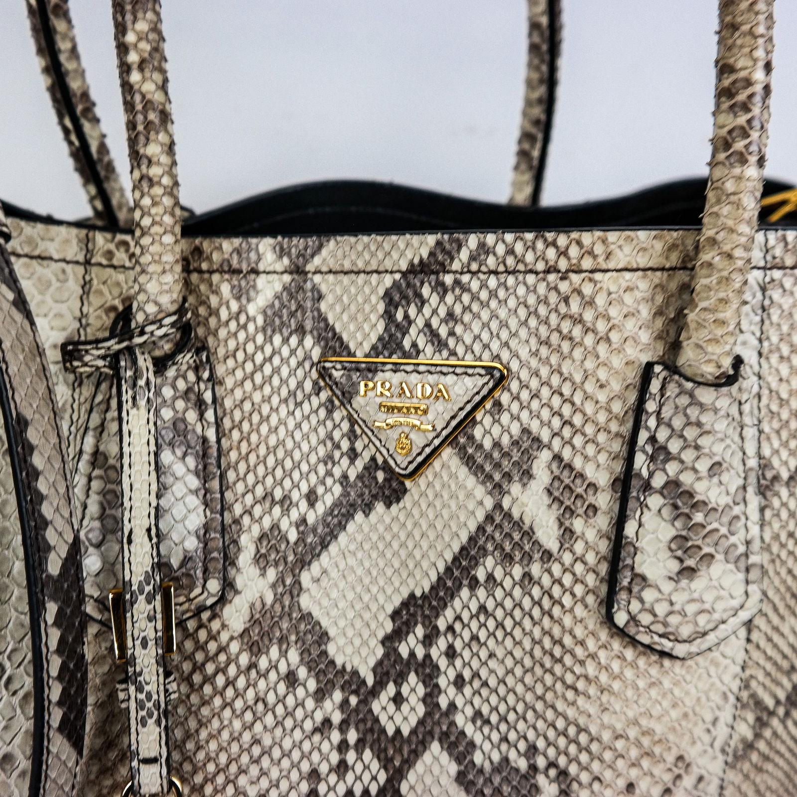 Prada Python Snakeskin Double Bag in Roccio - 3